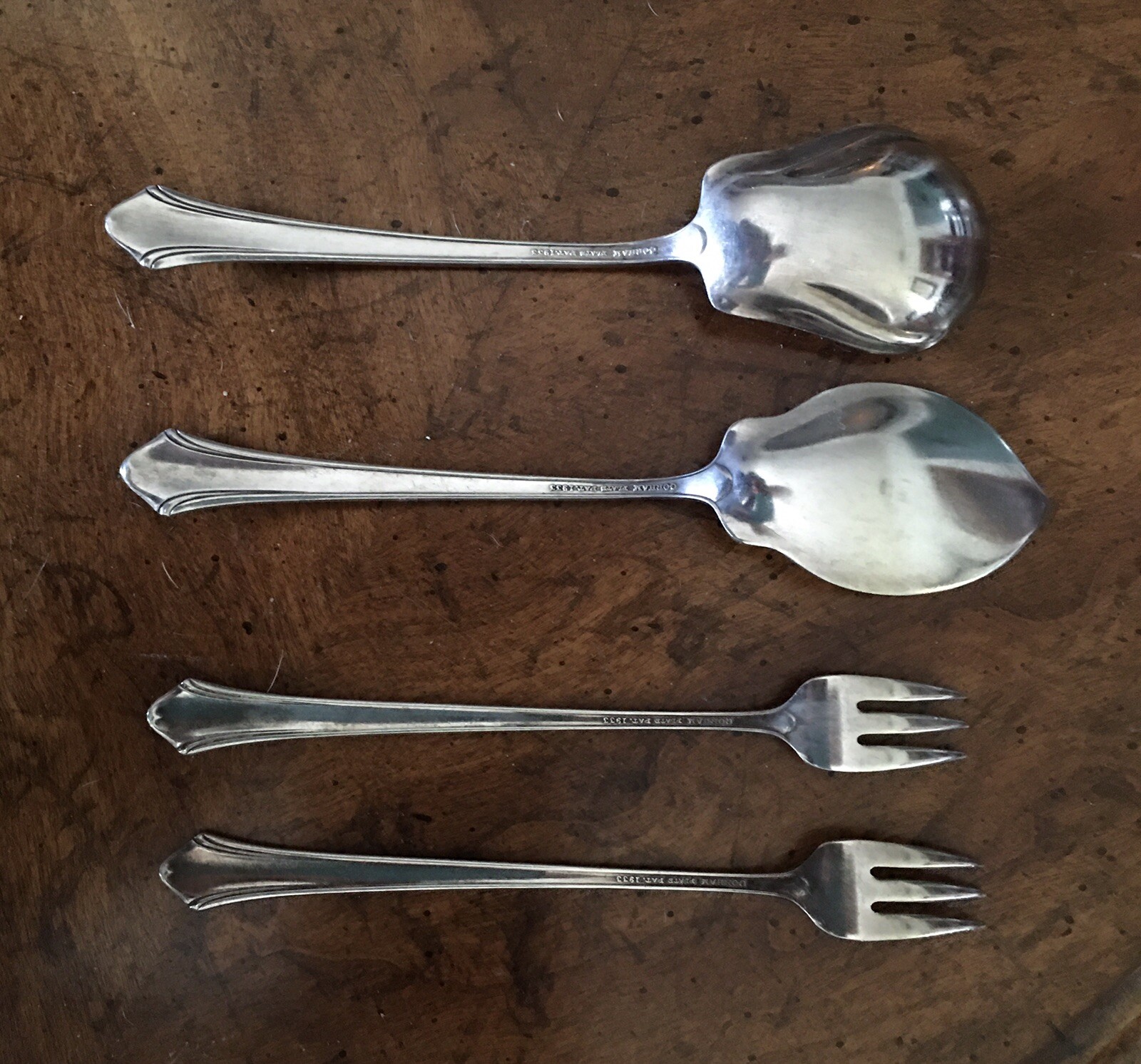 1933 GORHAM SILVER PLATE LADY CAROLINE SUGAR JELLY SPOON 2 COCKTAIL FORKS