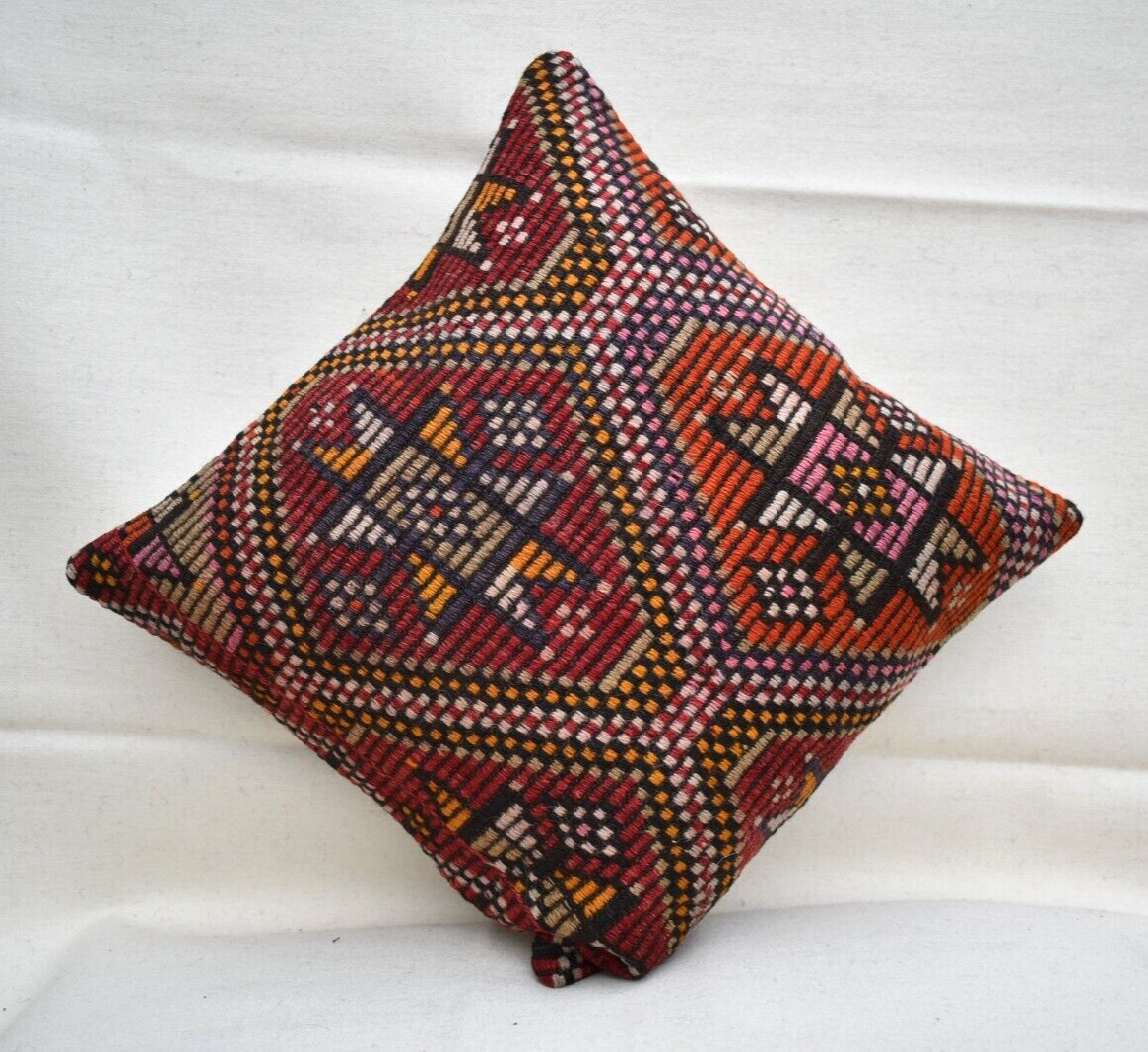 16”x16” Decorative Handmade Turkish Kilim Pillow Cover Sofa Rug Cushion Cover