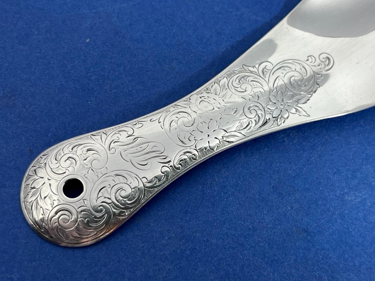 SCARCE ANTIQUE VICTORIAN GORHAM SOLID SILVER SHOE HORN 1869