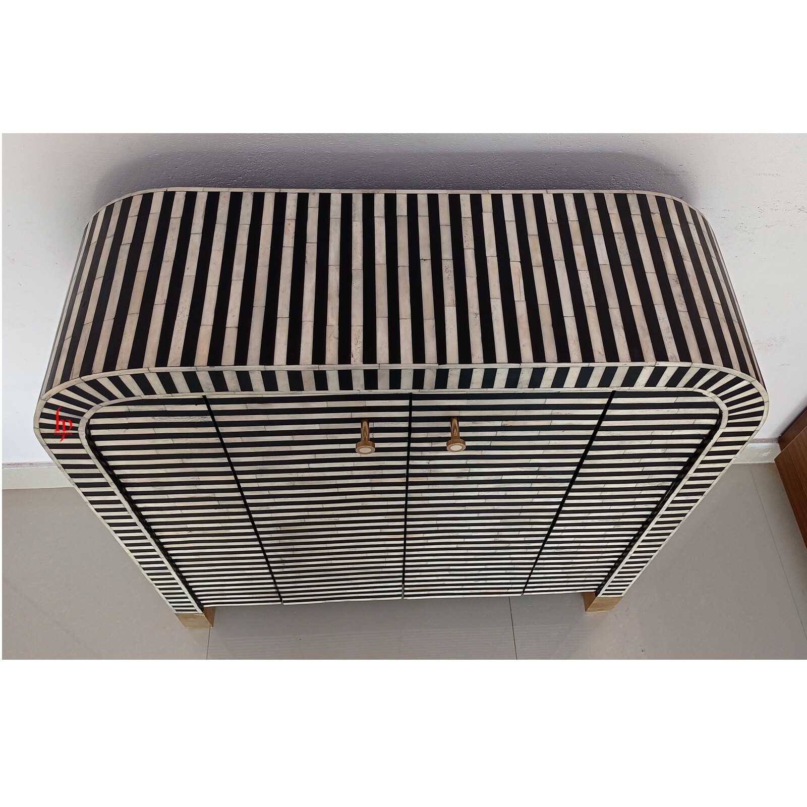 Handmade Bone Inlay Geometric Pattern Buffet| Cabinet for Home and Office Decor