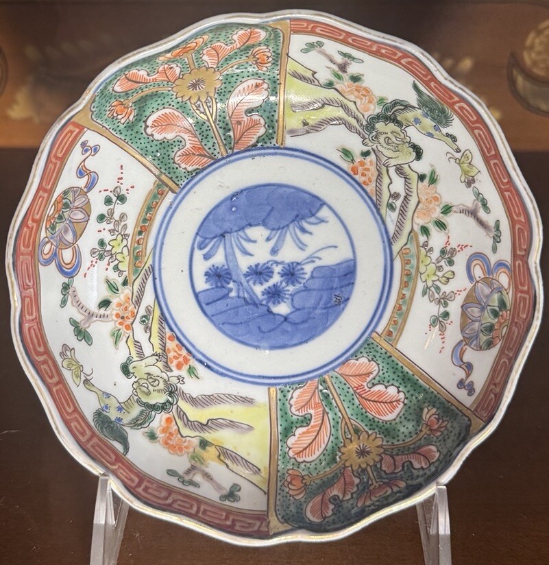 Antique Japanese Imari Scalloped Bowl, 6” Hand-Painted Edo/Meiji Period