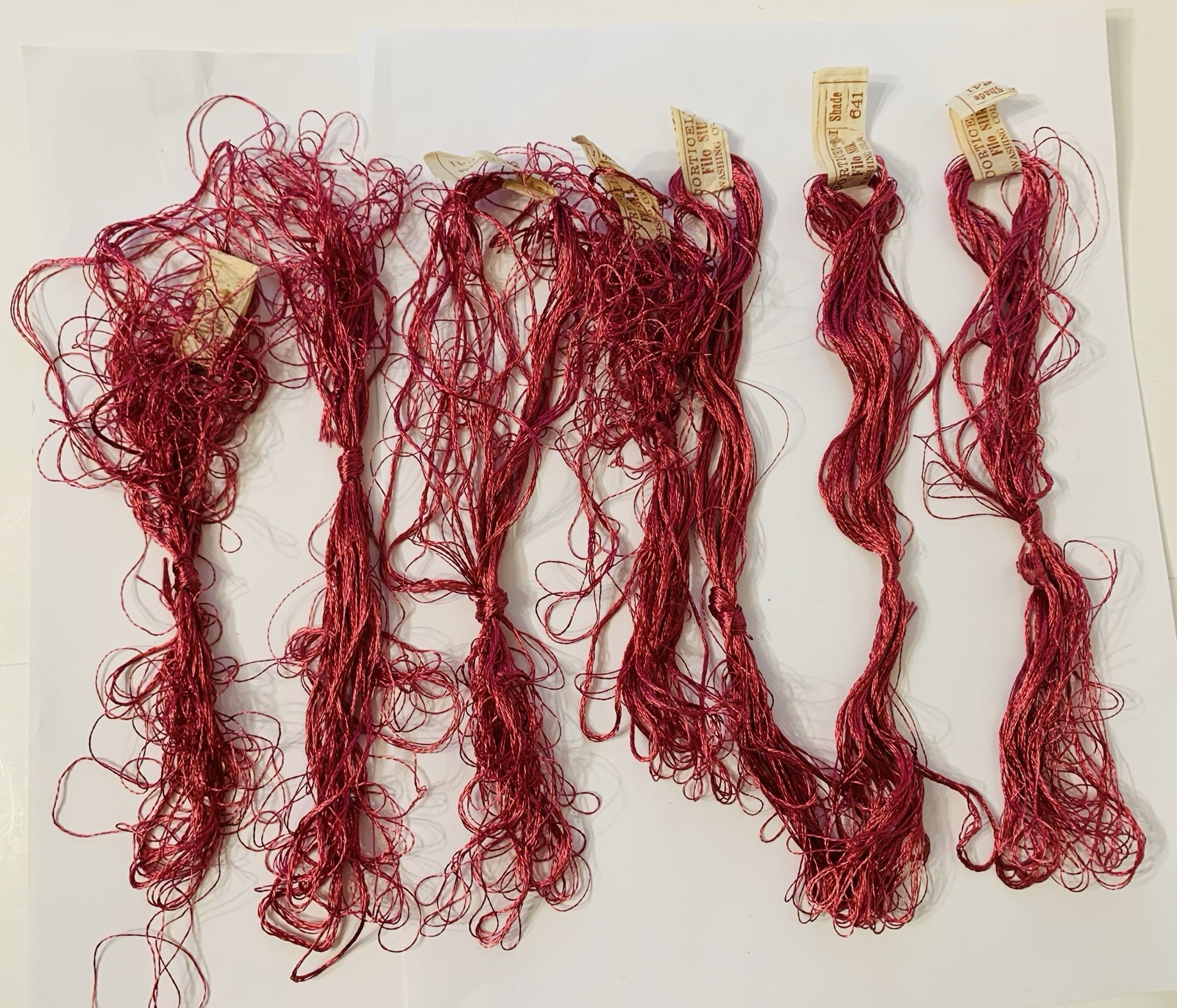 7 Antique Corticelli SILK FLOSS THREAD ASIATIC FILO Lot of 7 Color #641