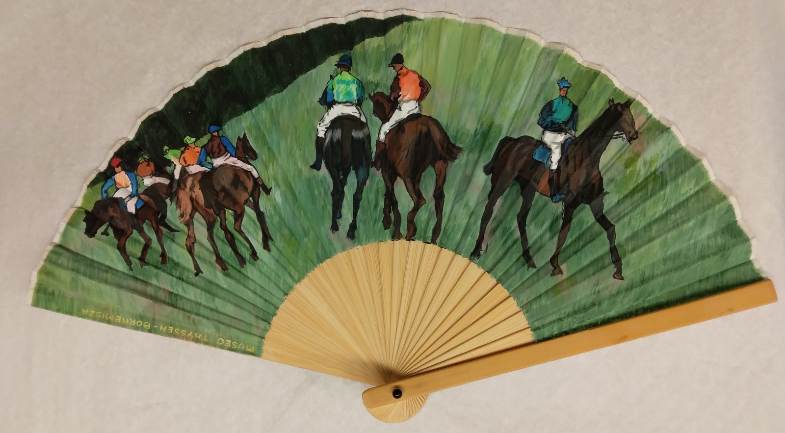 Vintage Folding Fan – Museo Thyssen – Bornemisza – Spain – “Horse Racers”