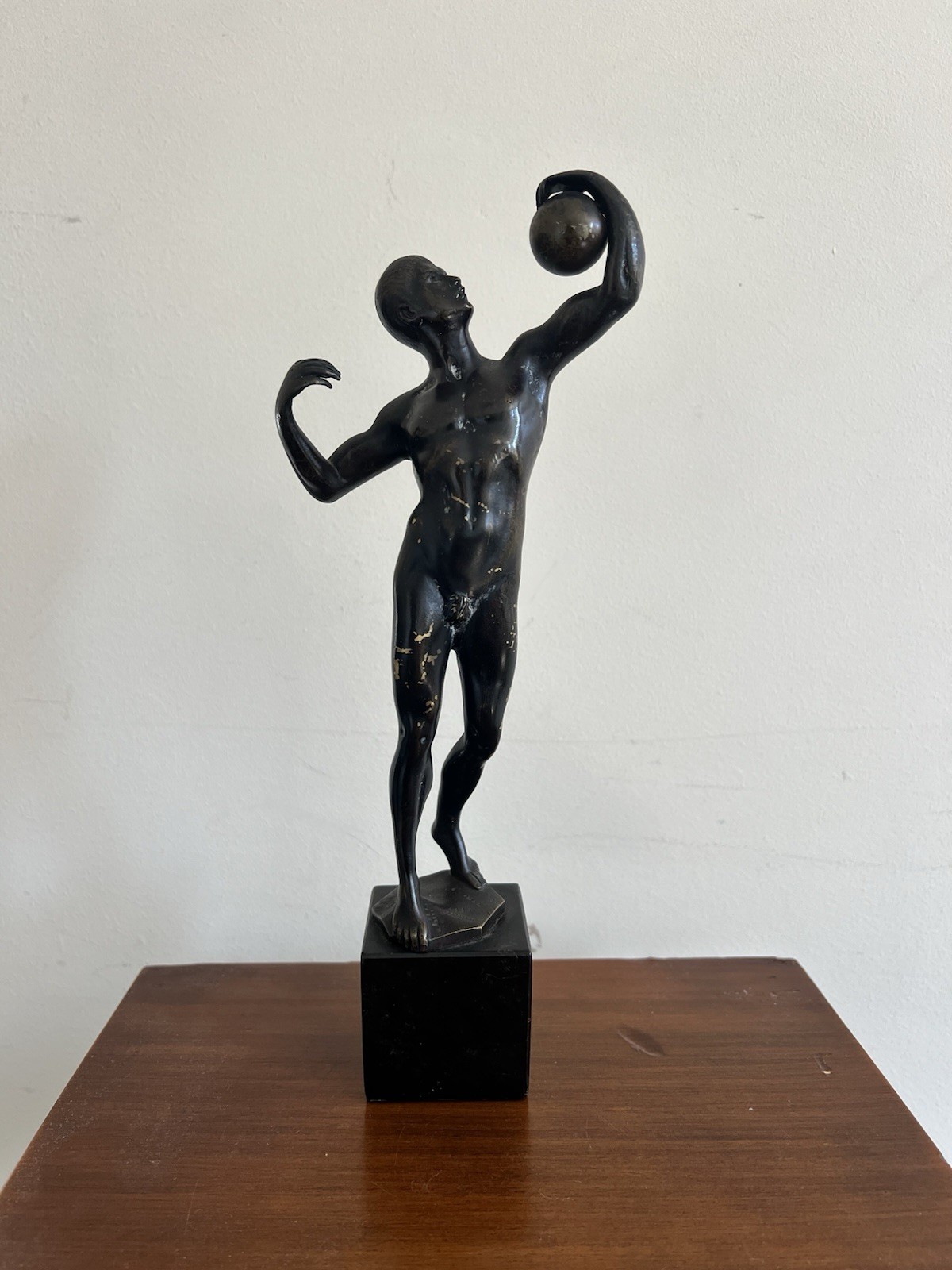 Alfred Moret Bronze Sculpture Of A Classical Shot Putter Antique