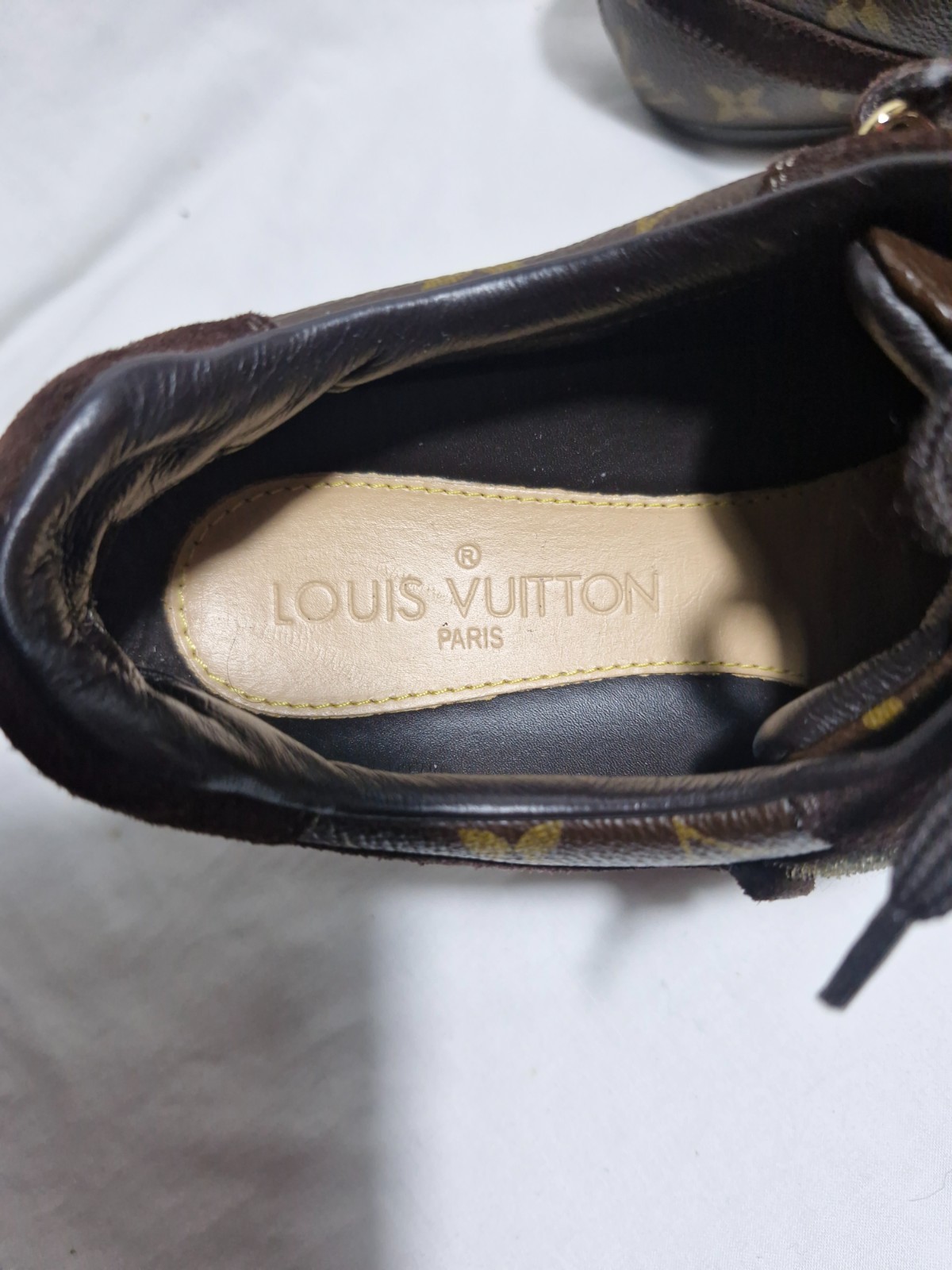 Authentic Louis Vuitton Monogram Canvas and Suede Globe Trotter Sneaker 38 1/2