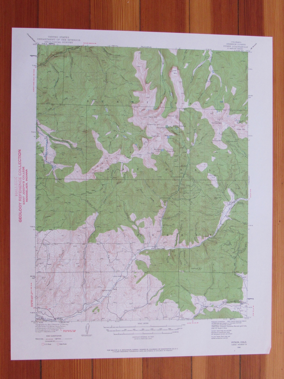 Pitkin Colorado 1961 Original Vintage USGS Topo Map