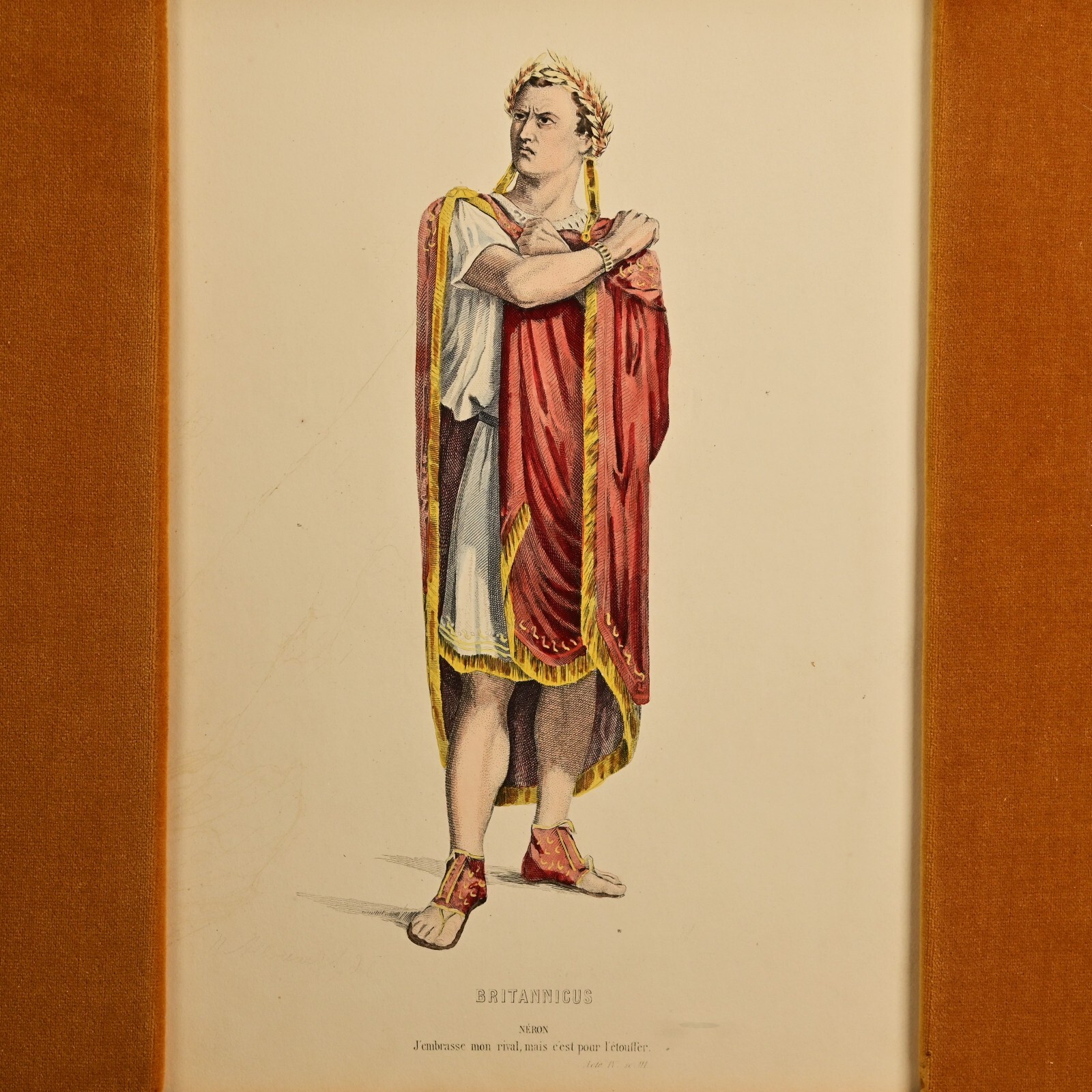 BRITTANICUS NERO Jean Racine Antique Original Theatre Portrait Engraving Print