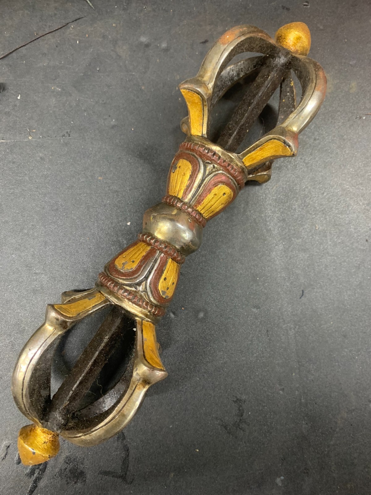 11.0 Inch Huge Wonderful Tibetan Copper Hand Made Buddhism Vajra Implement