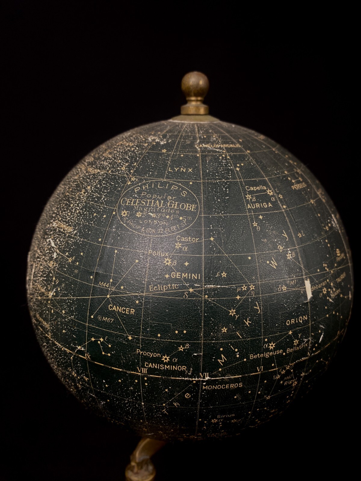 Antique Philip’s Popular Celestial Star Globe 6” George Philip London Brass UK