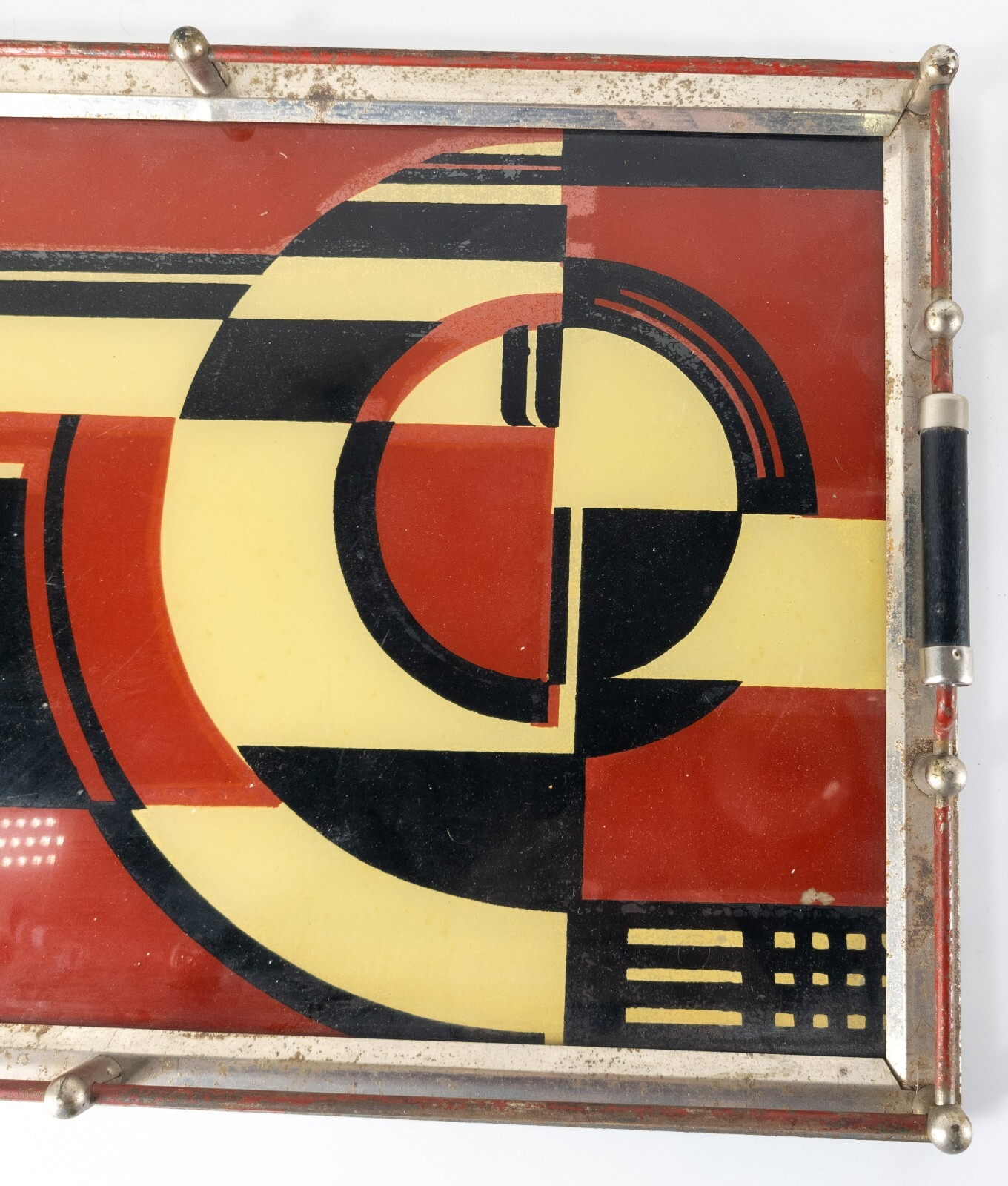 Antique Art Deco The Jazz Tray Modernism Tray Reverse Painted Glass