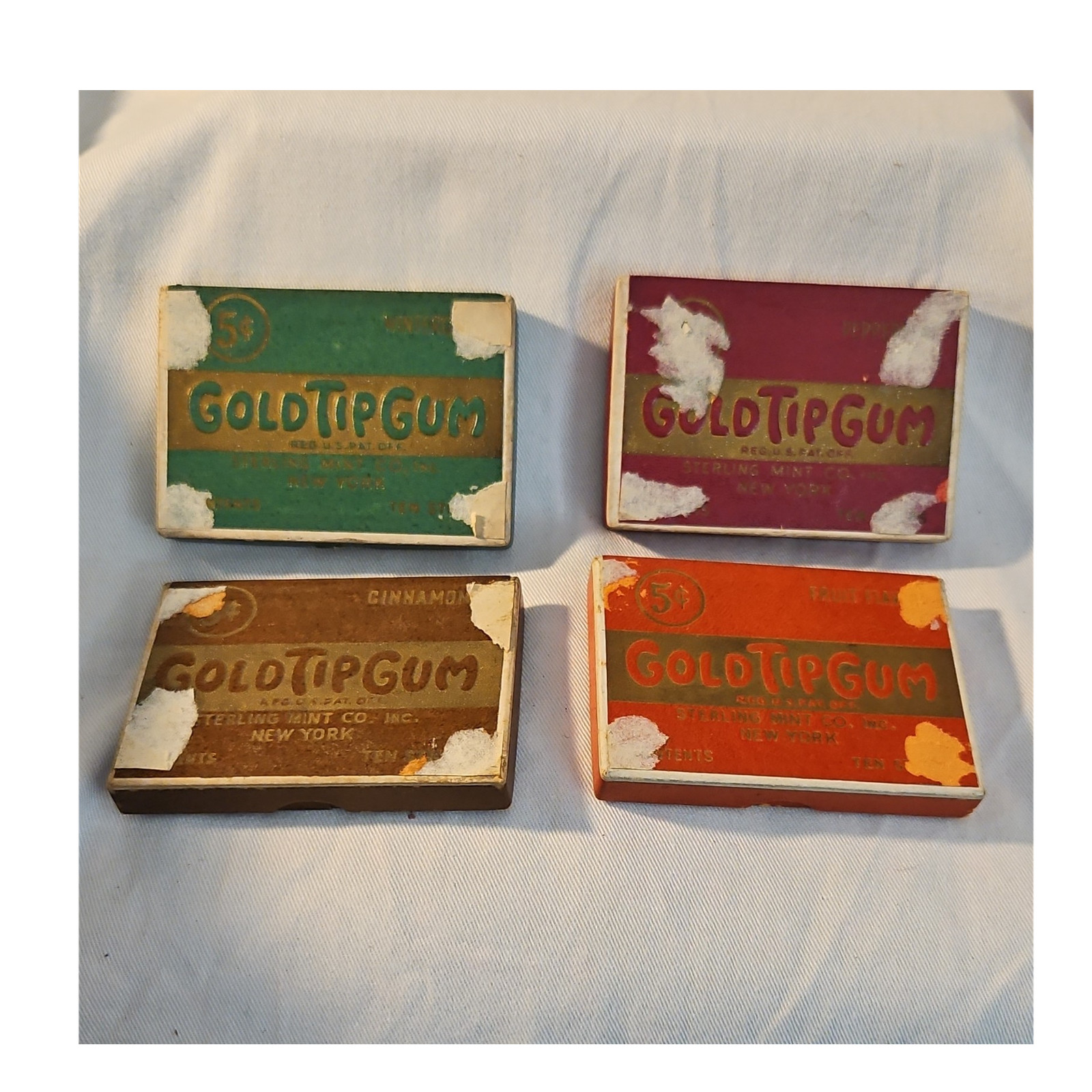 Gold Tip Gum Aristocrat Gums 5¢ Cigarette Form Box Lot of 4 Empty Boxes