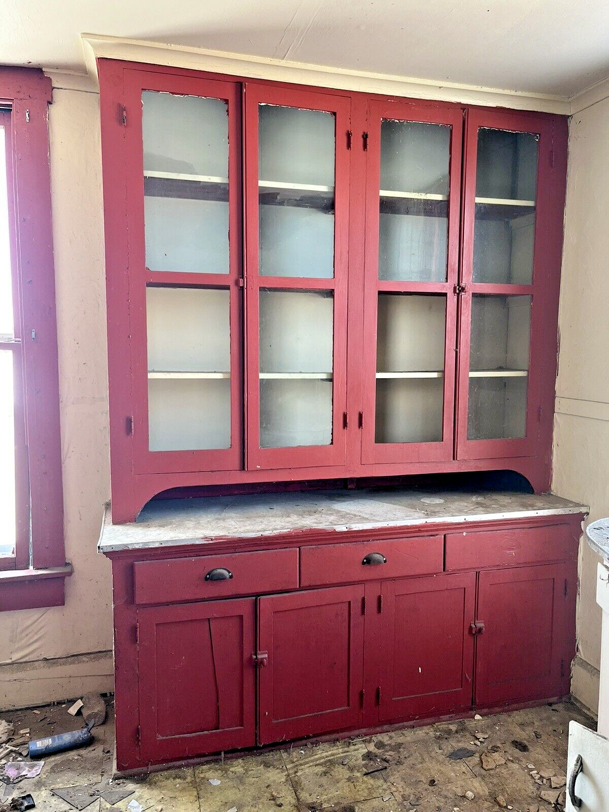 1800’s Antique Built-In BUTLERS PANTRY Cabinet VICTORIAN Style Fir Wood ORNATE