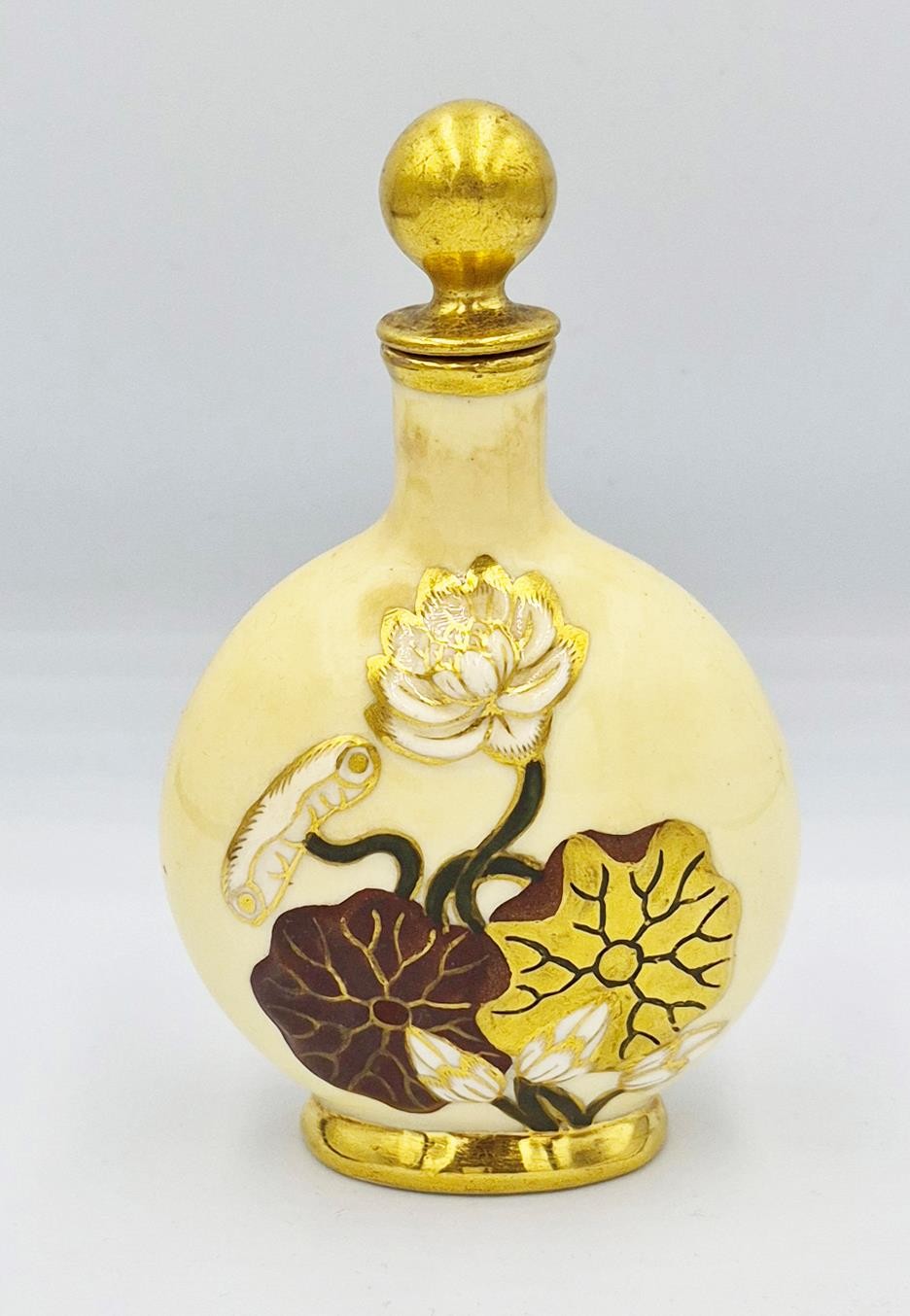 VICTORIAN AESTHETIC MOVEMENT COALPORT PORCELAIN MOON SCENT BOTTLE c1880