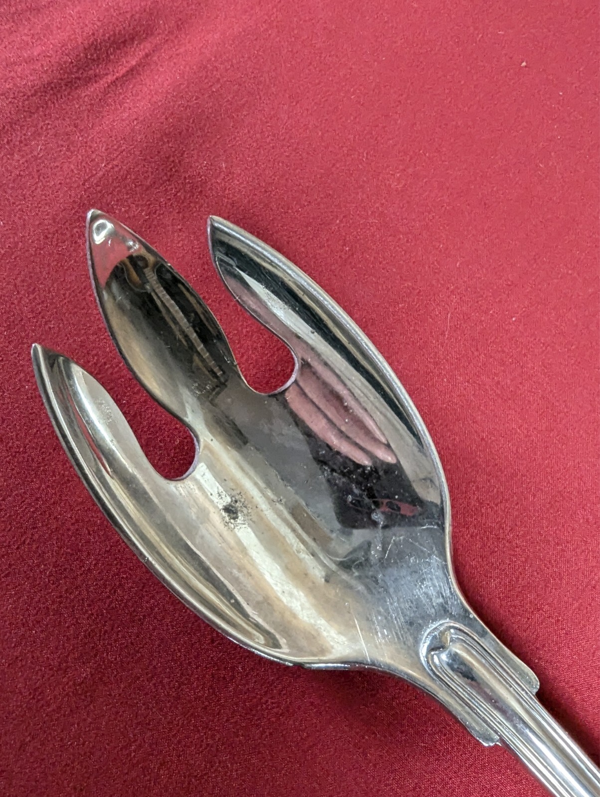F B Rogers Bros Serving Shell Pattern Spork Silver Plate Ornate Italy 13″ Vtg