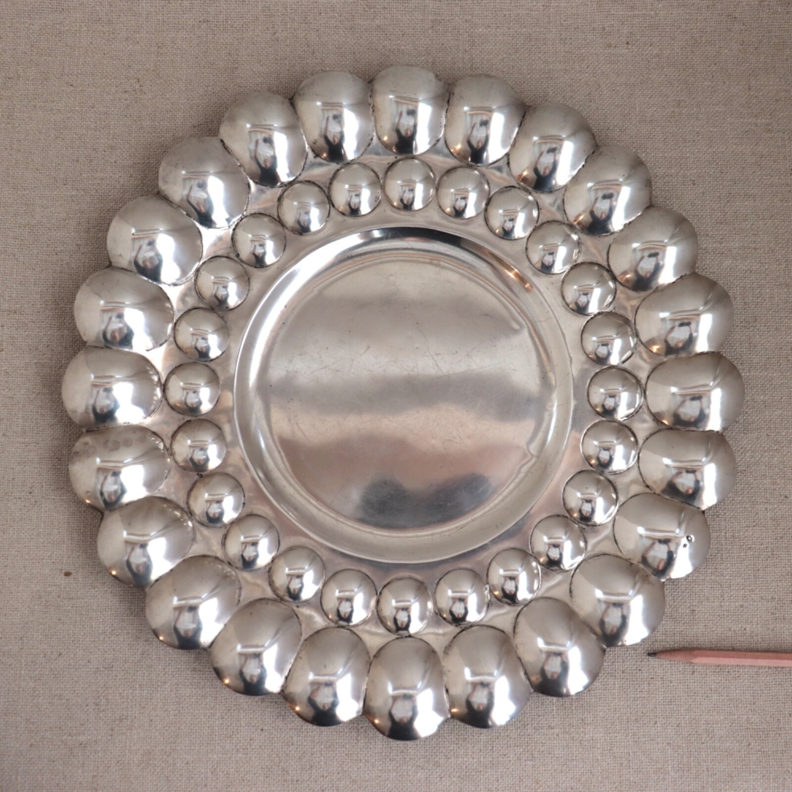 Art Deco Modern Solid Silver Tray Plate Bowl Platter Convex Bubble Hungarian MCM