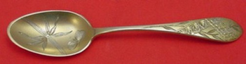 Gorham Sterling Silver Demitasse Spoon Gilt and BC with Bamboo Shoot Butterfly