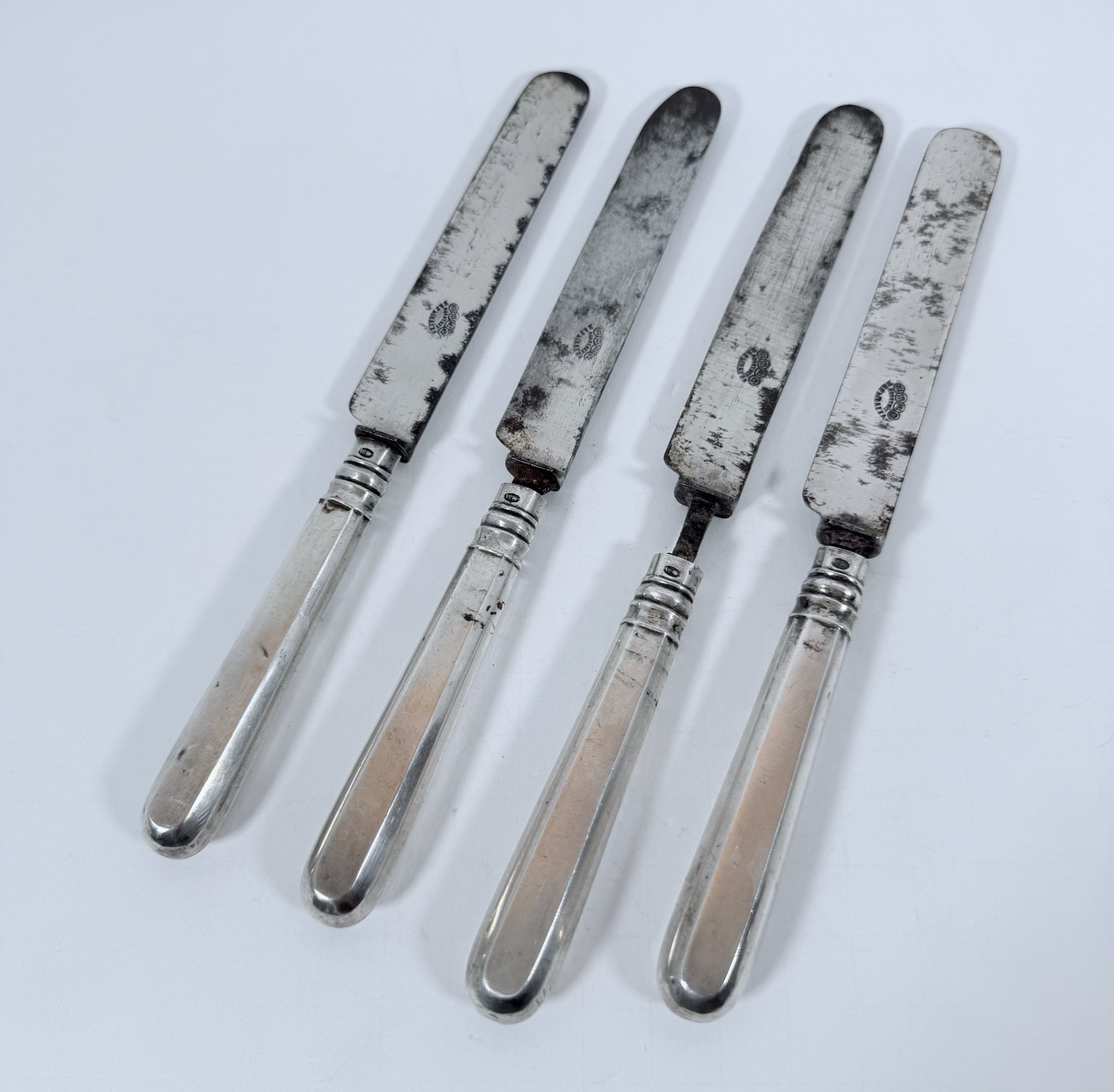Russian Silver 84 Knives Pre Revolution With Hallmarks And Makers Mark Set Of 4