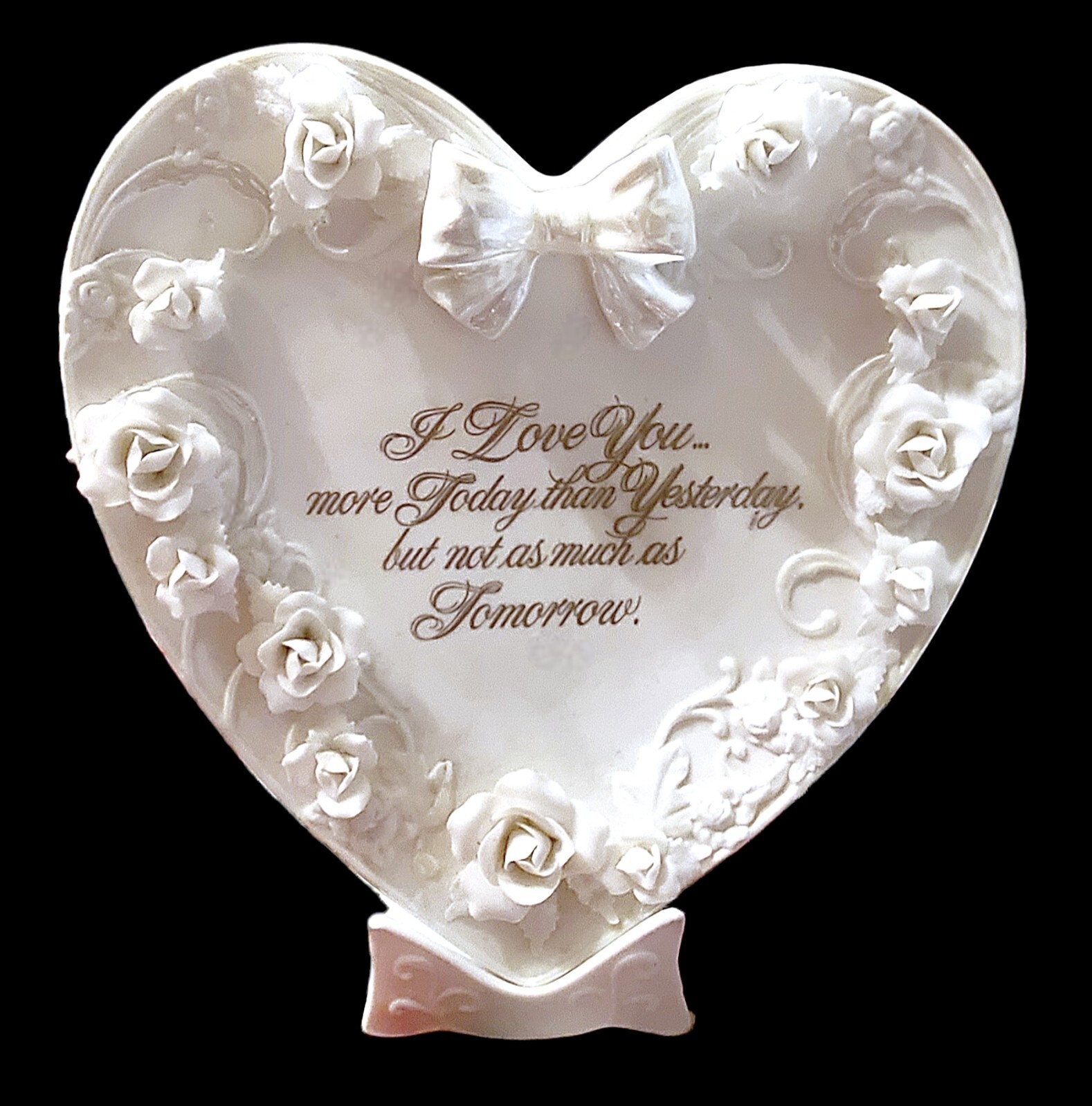 7 Inch Heart Shaped Love Plate with “I Love You More Today…” Quote