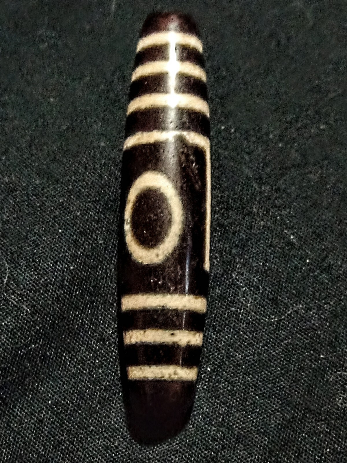Pre-1800s Indo/Tibetan Old Agate 1 Eye Mountain Peak Dzi Bead 13*57mm 13.7grams