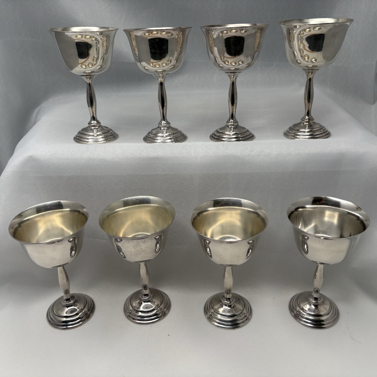 Set of 8 Vintage Benedict BM Co Silverplate Goblets Wine Cups 5” Stemmed