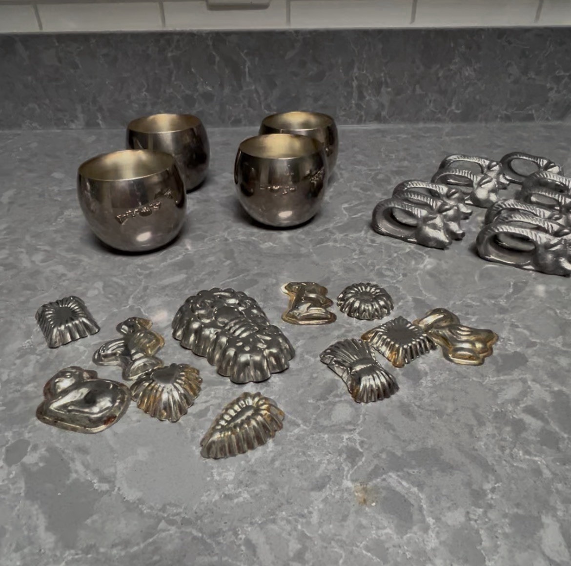 Vintage Silver Plate Lot Of 26 Pcs. Silver Plate Copper Alloy/Pewter Kitchen