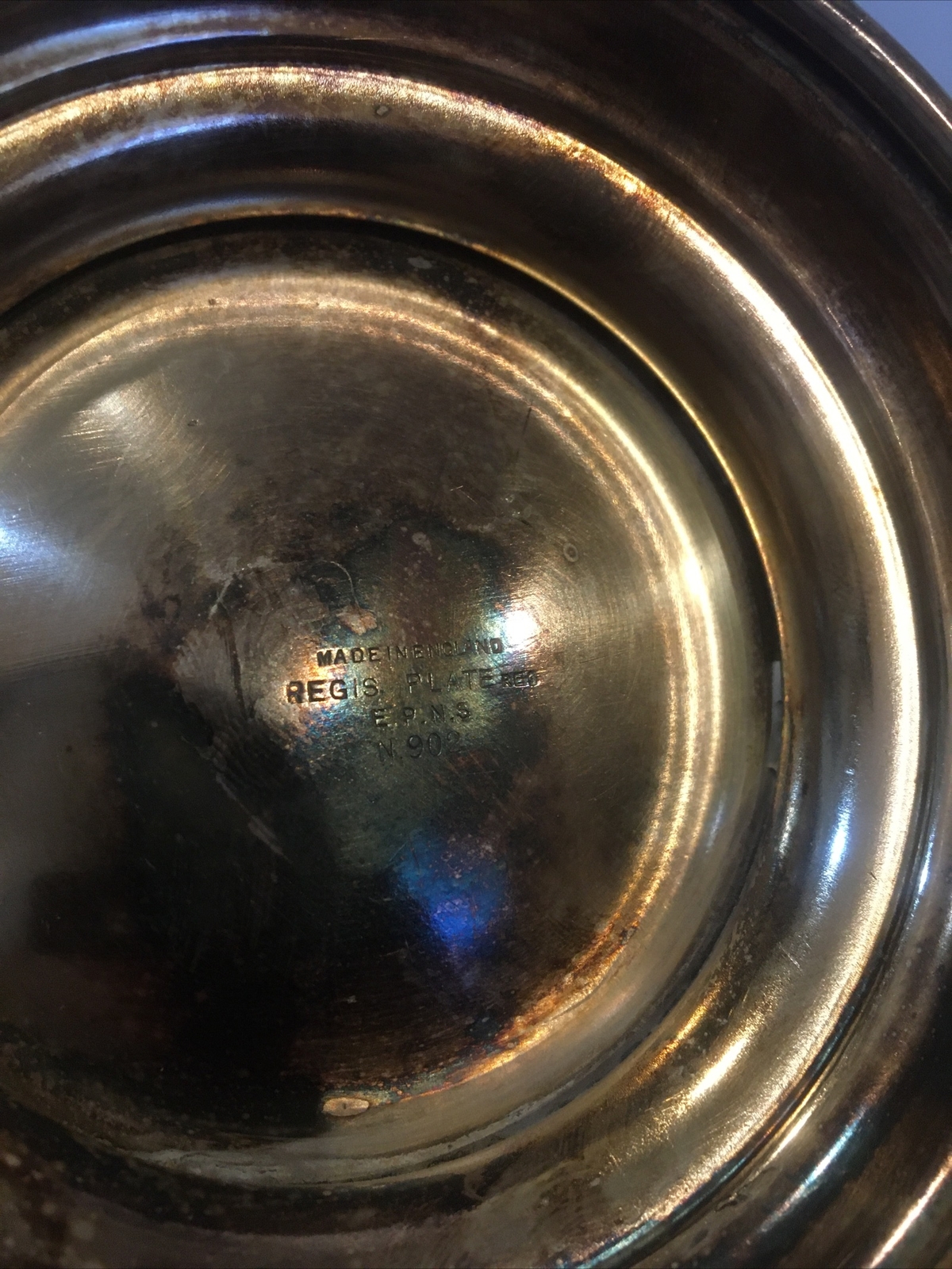 Brides Basket w/ Handle Regis Plate Reg EPNS England Silverplate Pierced Border
