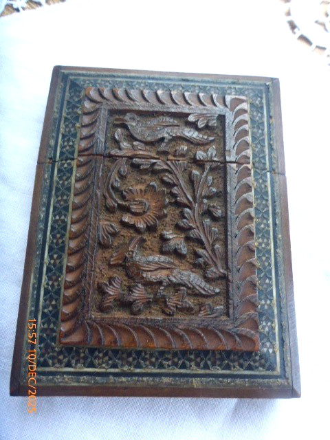 Antique Edwardian Gentleman’s Carved Wooden Calling Card Case c1900-1910