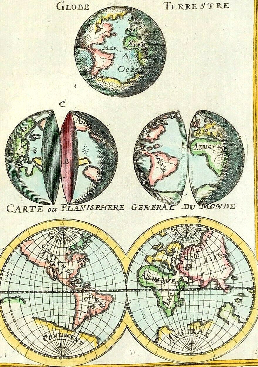 Globes of the World Alain Mallet Carte ou Planisphere General du Monde 1683 map