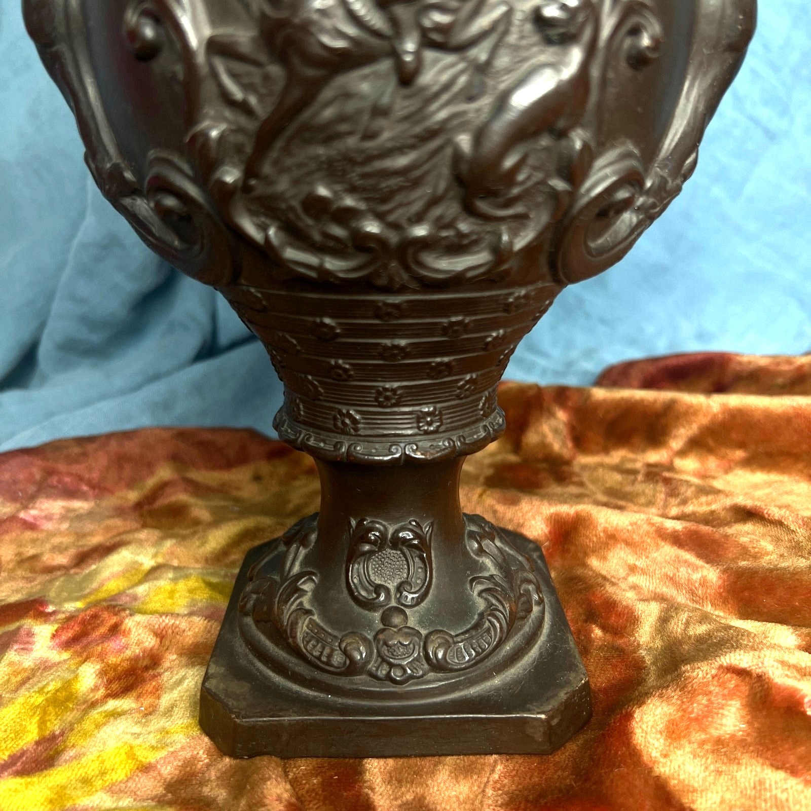 Antique Ferdinand Gerbing Witwe FGW Terracotta Vase 19th Century German Pottery