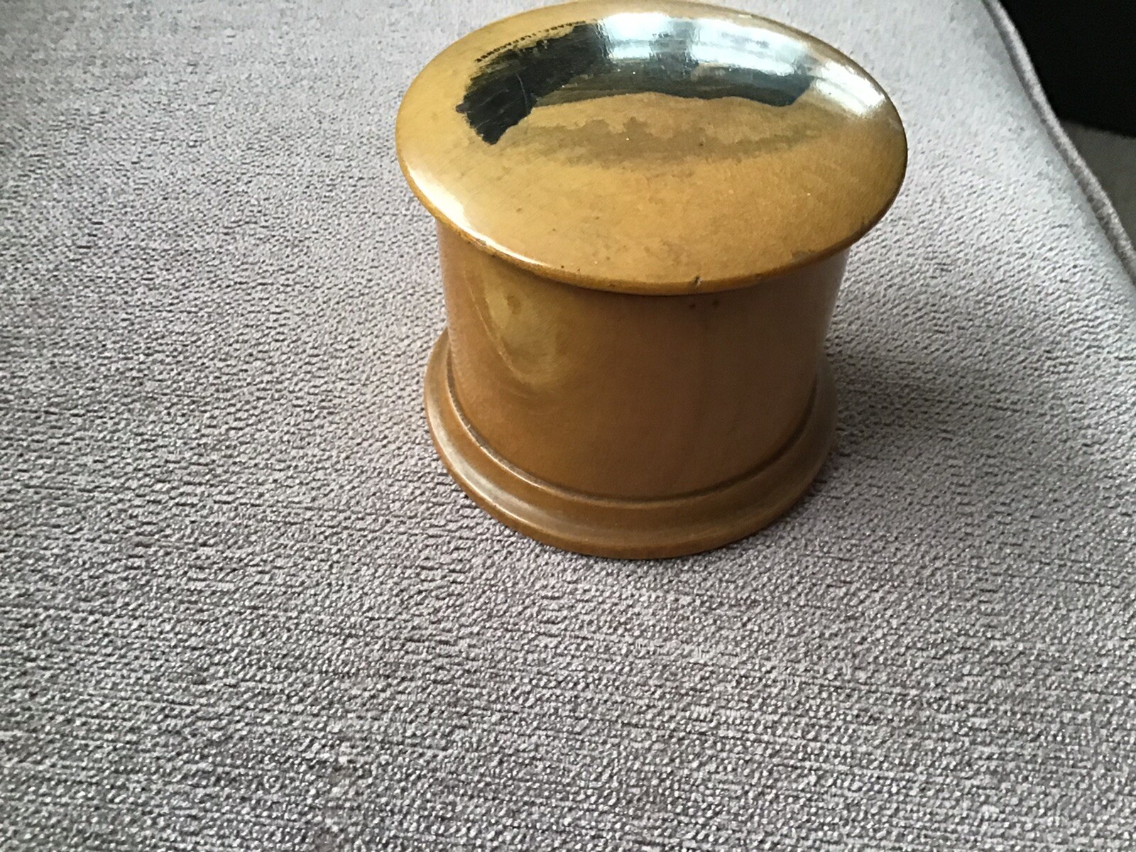 Mauchline Transfer Ware Cotton Reel Holder. ILFRACOMBE. Cylindrical.6×7.5cm.
