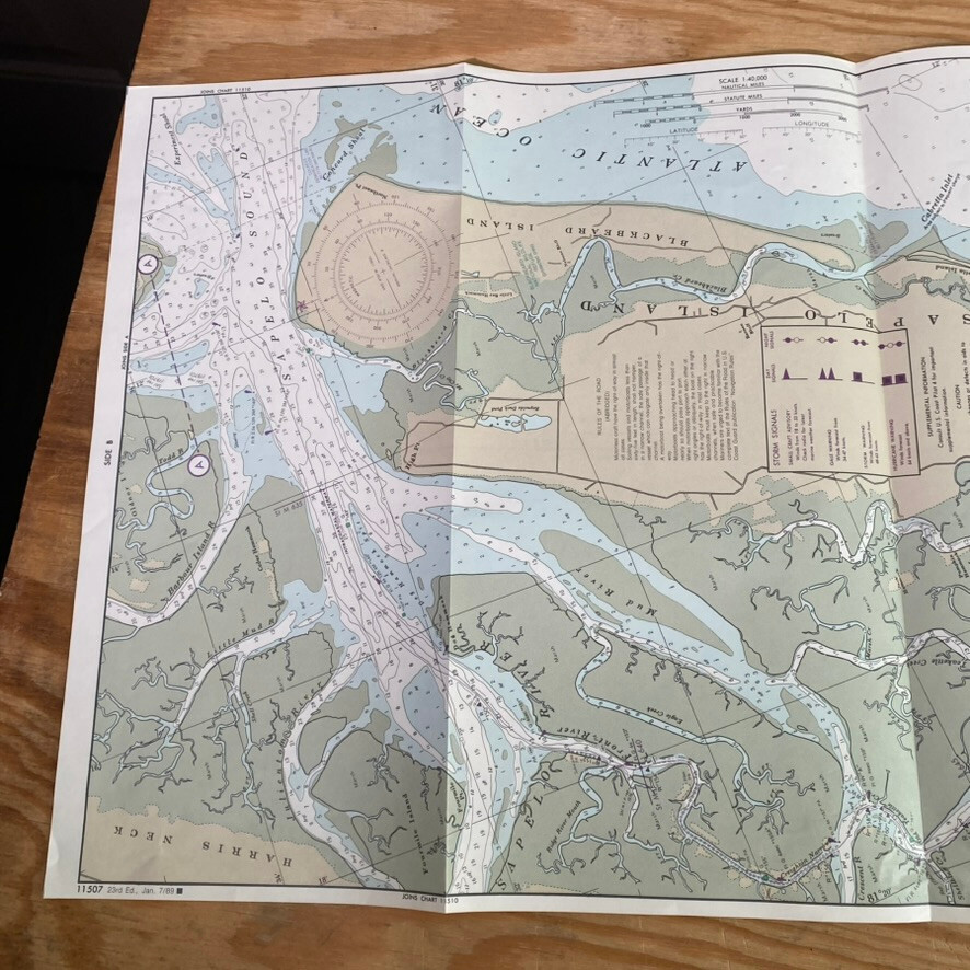 NAUTICAL NAVIGATIONAL CHART # 11507 SC BEAUFORT RIVER TO ST. SIMONS SOUND 1989