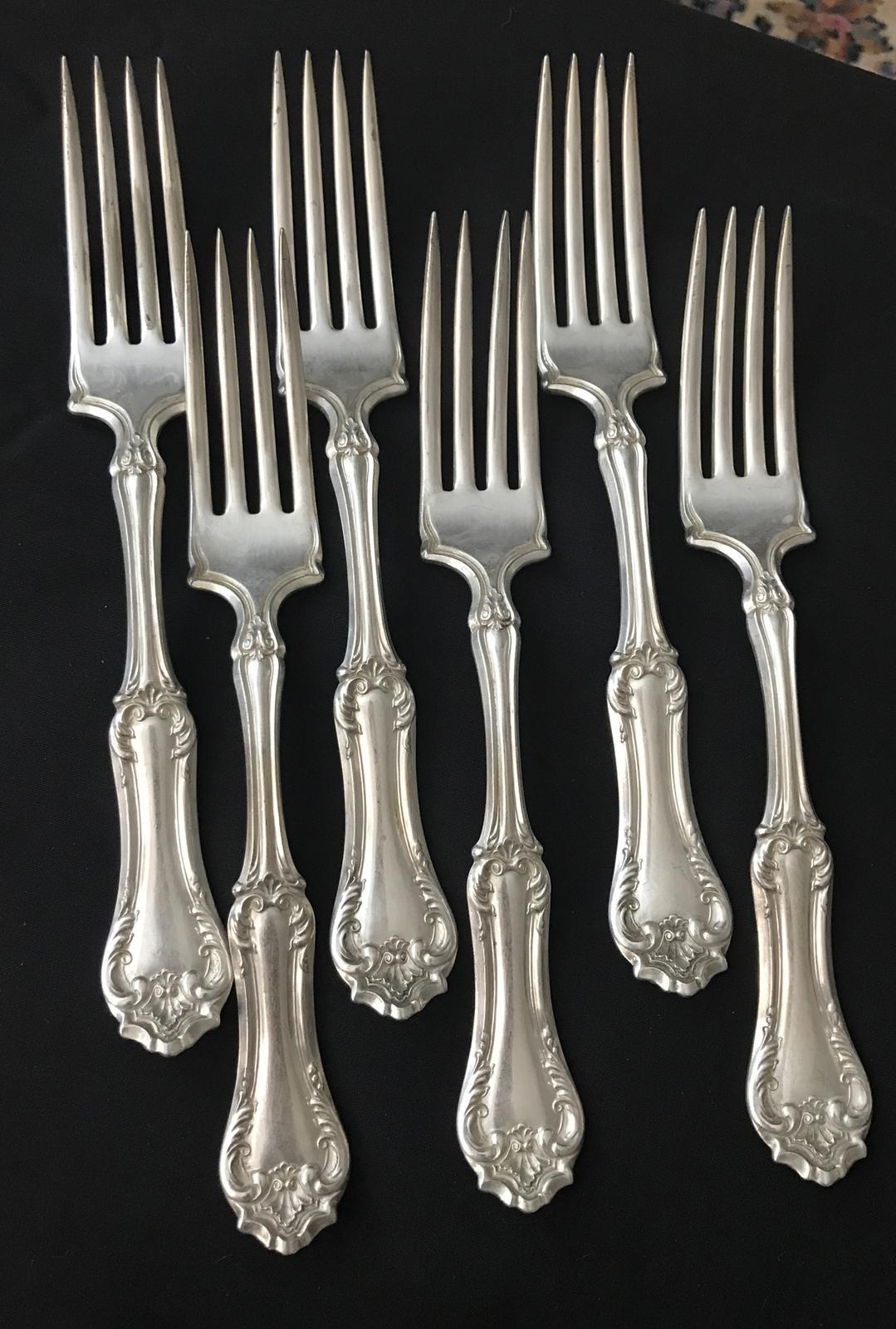 Lot of 6 WM A Rogers SXR Dinner Fork Suffolk Silverplate Pattern 1913