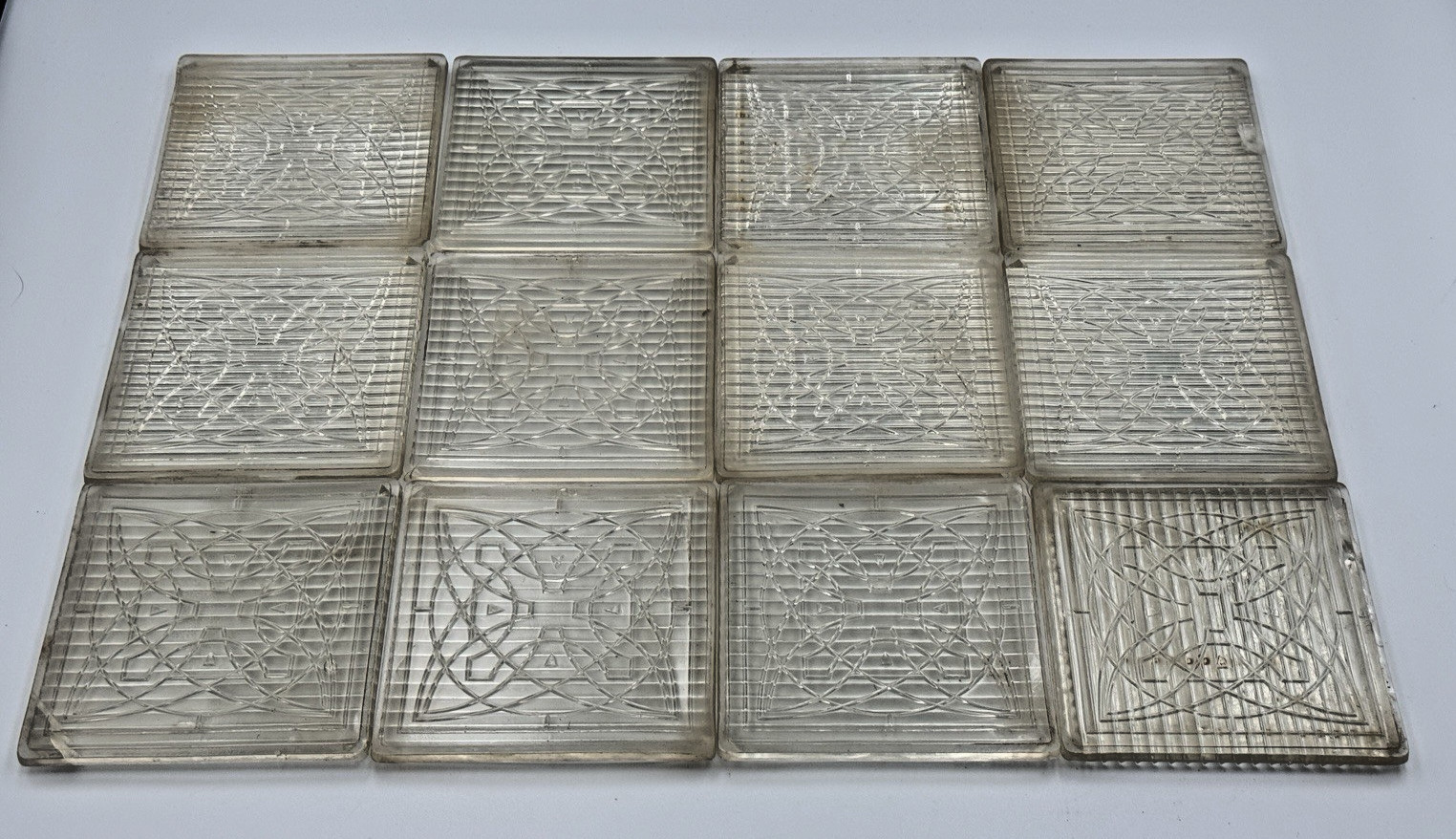 LOT 12 Antique 1897 Frank Lloyd Wright Luxfer Prism Glass Transom Flower Tiles