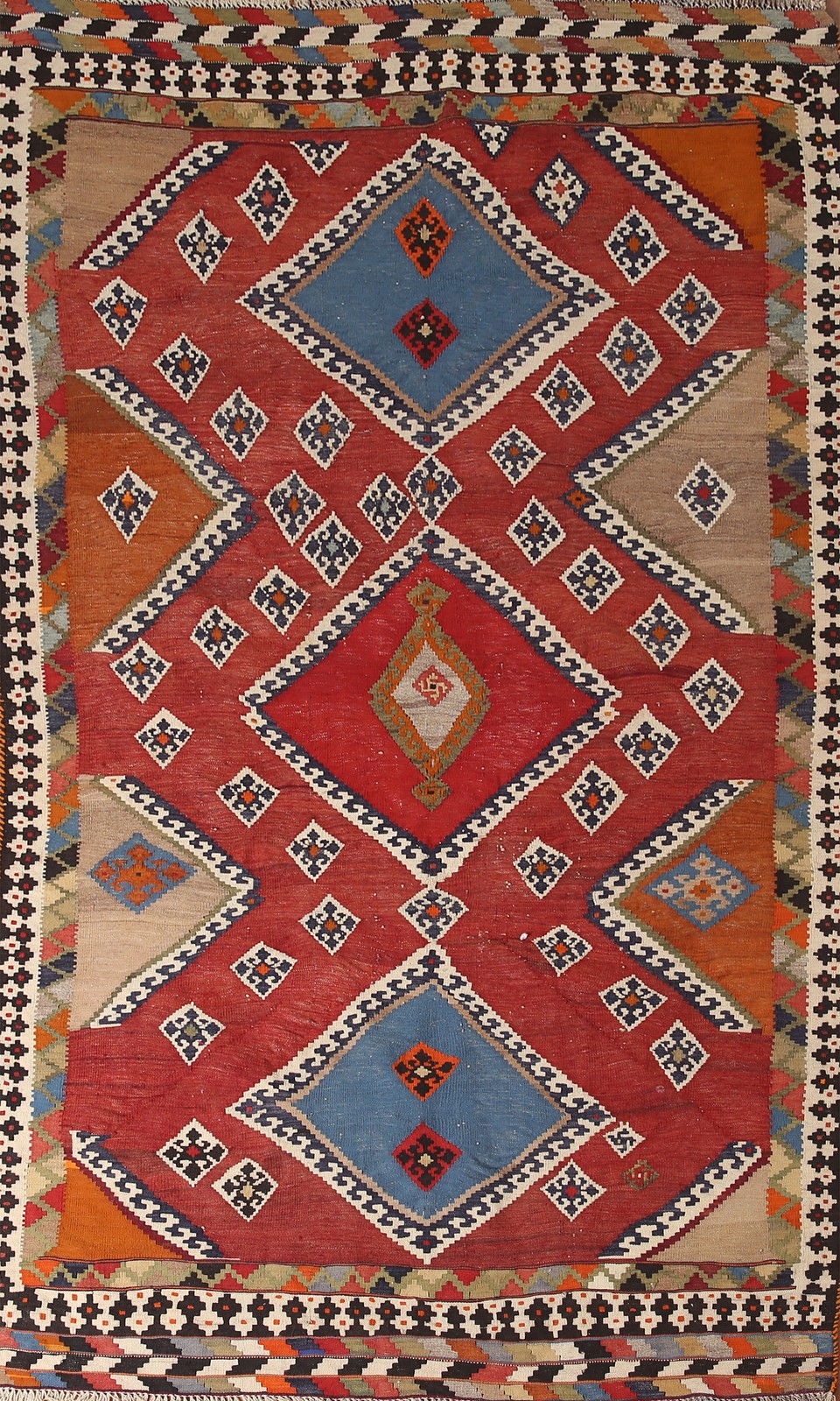 Vegetable Dye Kilim Living Room Area Rug 5×9 Hand-Woven Reversible Nomad Carpet