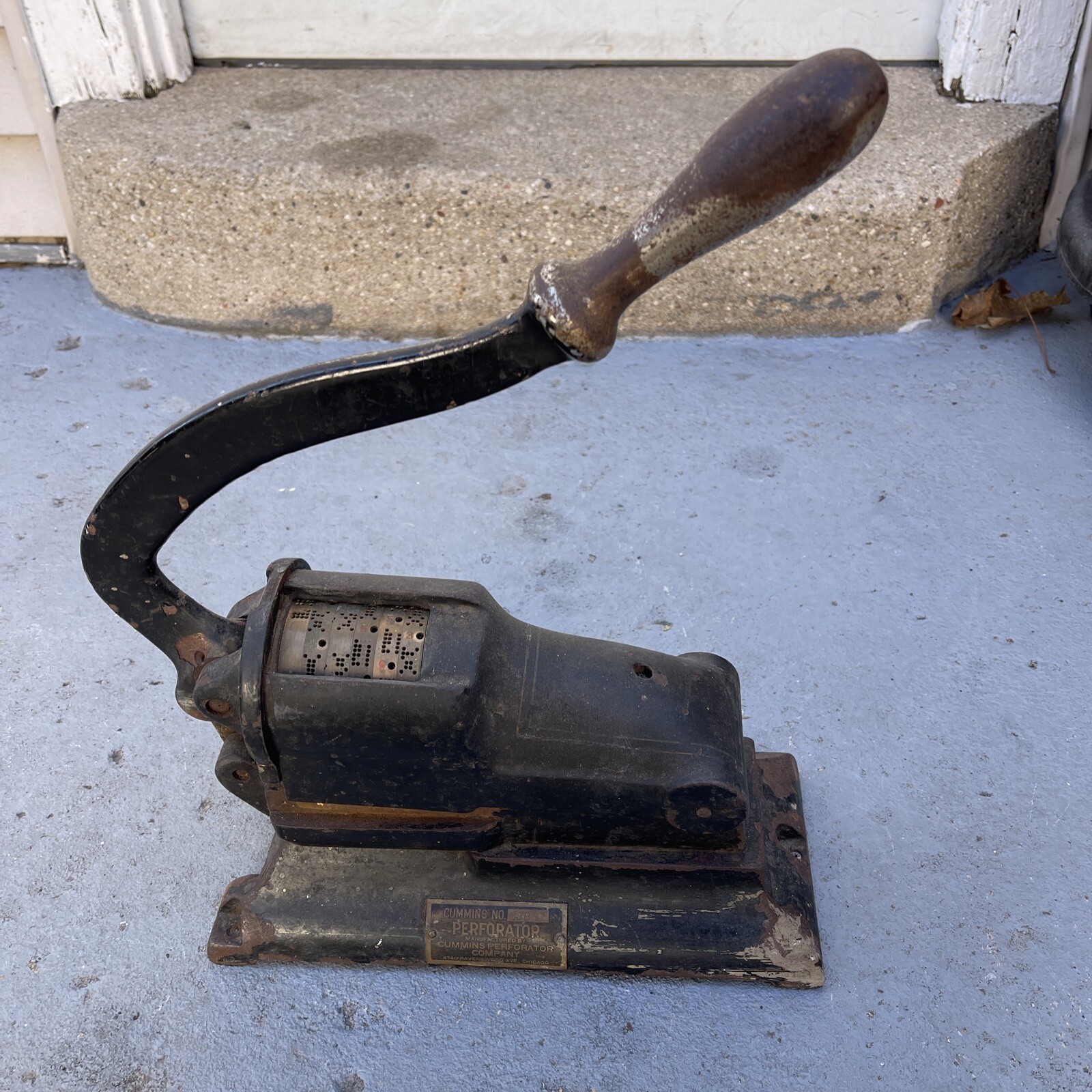 Antique cast iron American Perforating Co. CUMMINS ABA Canceling Machine.Working