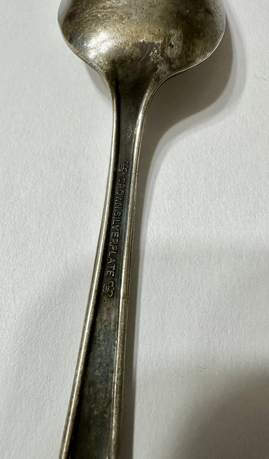 Vintage Crown Silver-plate Tea Spoon With Beautiful Design 6”’Long