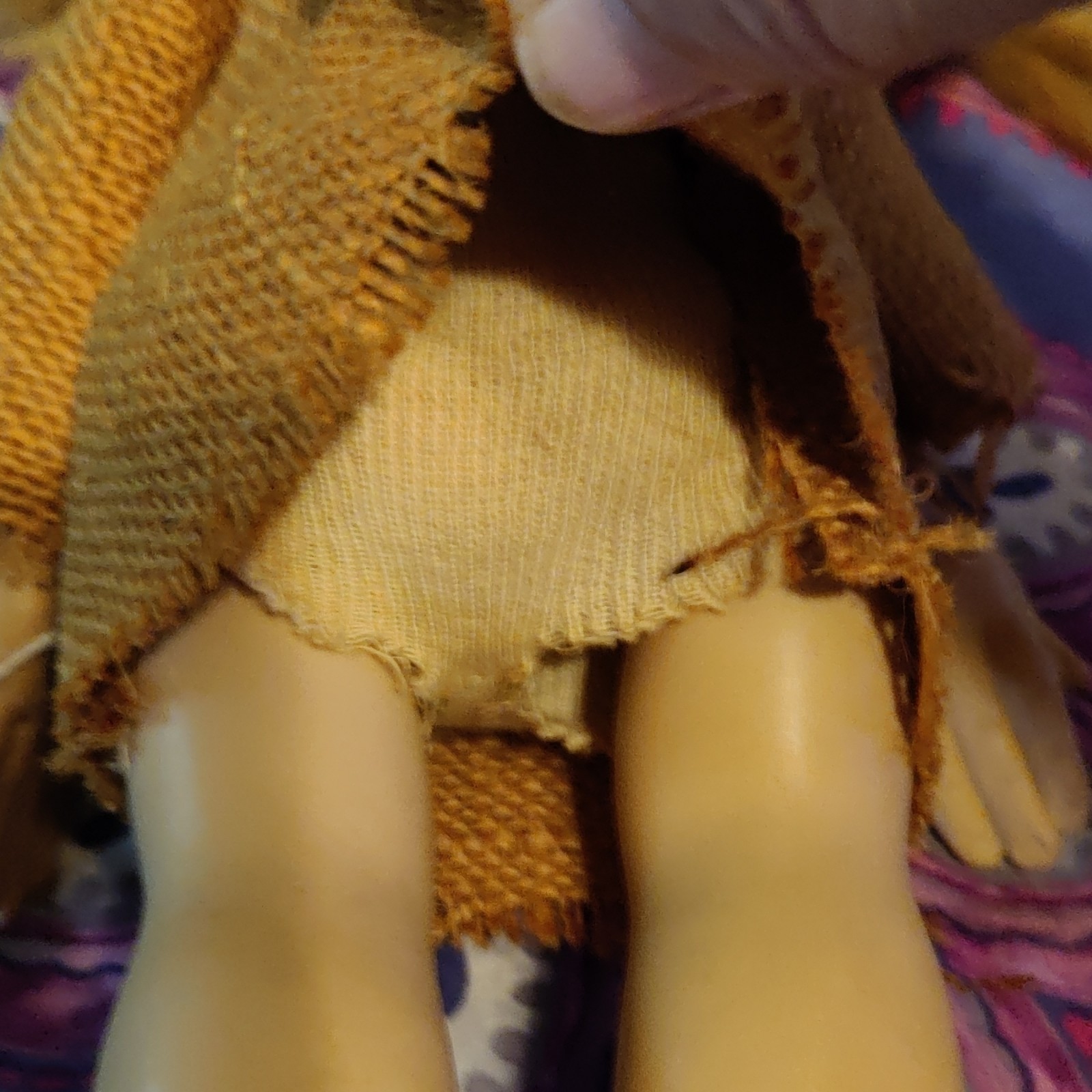 Blonde Girl Play Doll Brown Eyes Removable Burlap Outfit