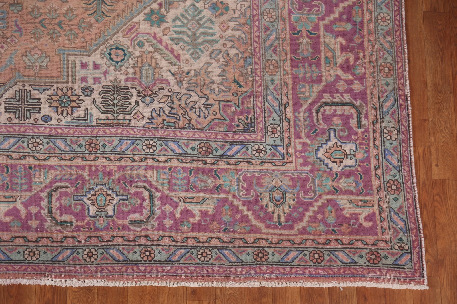 Vintage Geometric Rust/ Purple Tebriz Traditional Hand-knotted Area Rug 10×12
