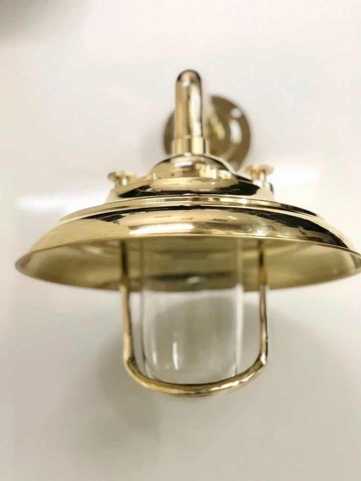 Maritime Nautical Brass Wall Mount Vintage Sconce Light with Shade