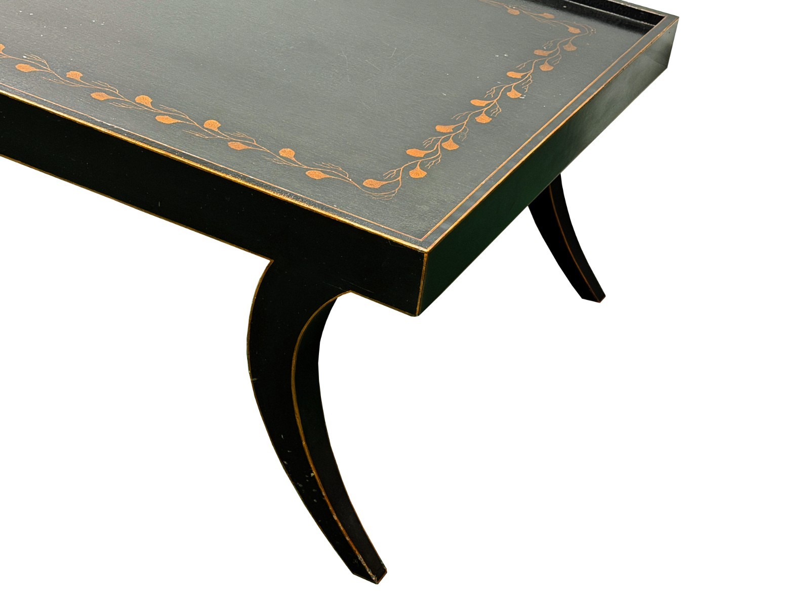 Vintage Black Slayed Legs Rectangular Low Coffee Table GB679