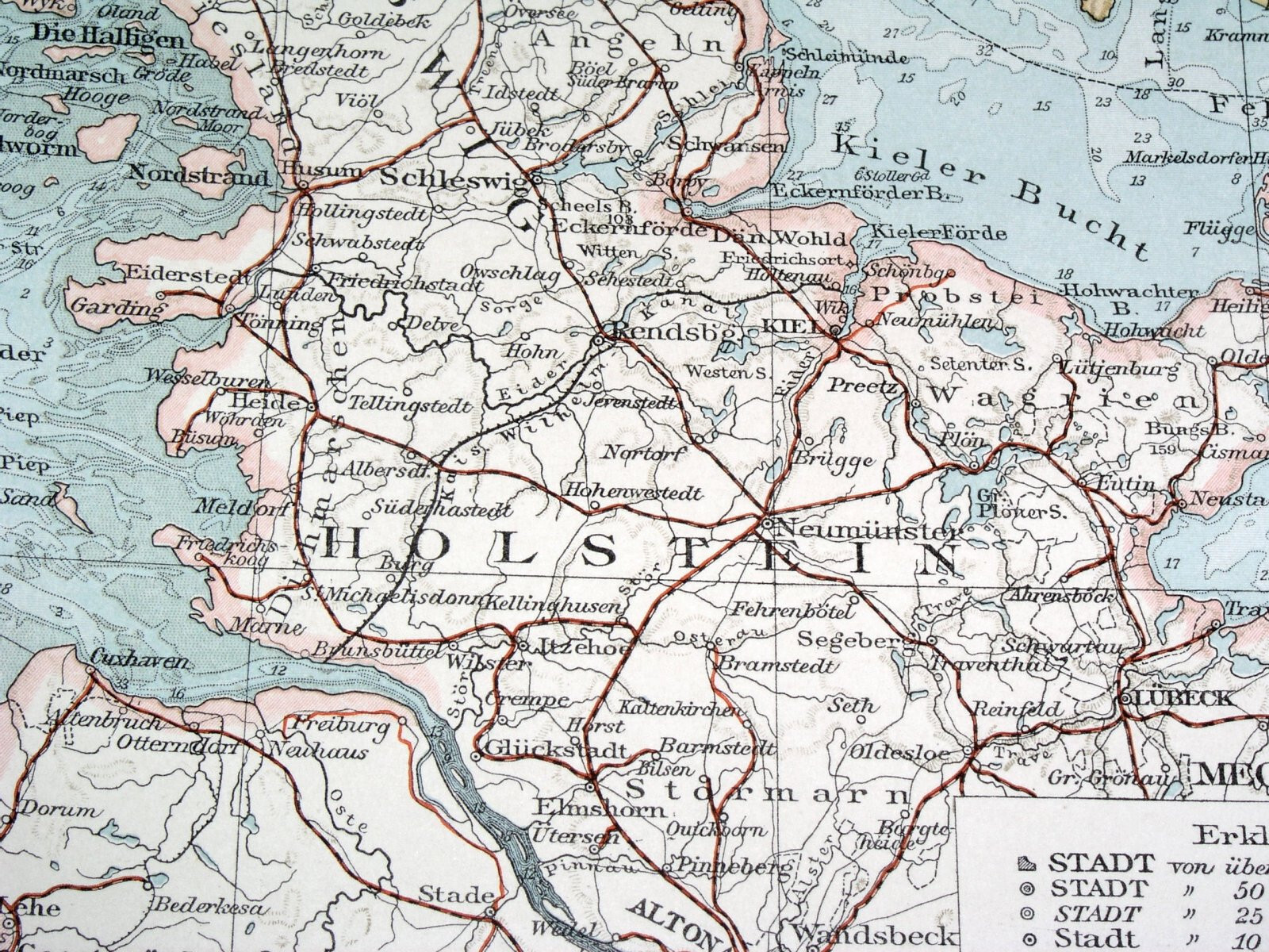 1899 ANTIQUE MAP OF DENMARK / SCHLESWIG HOLSTEIN GERMANY / FAROE ICELAND