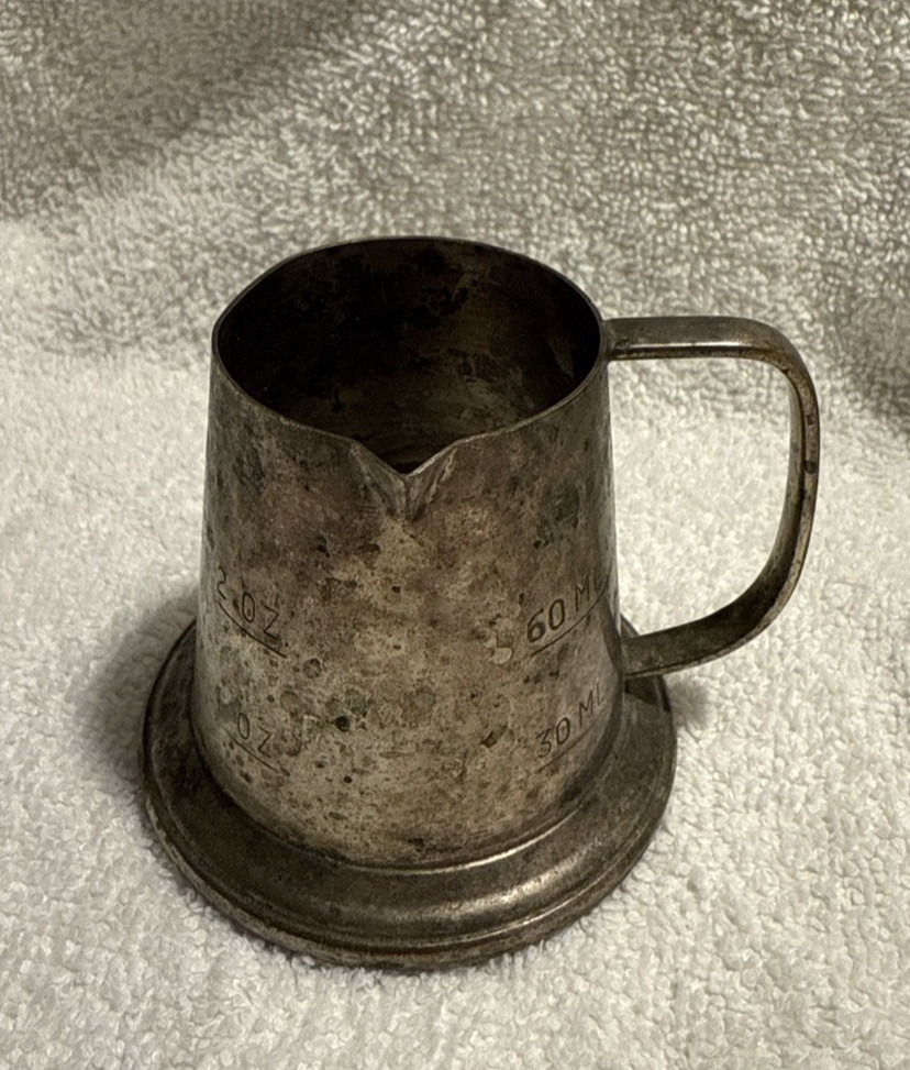 Antique Silverplated Glass Bottom Tankard Style Jigger,2 Oz. Natural Patina