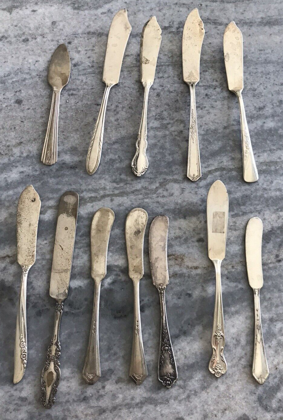 LOT 12 Mixed Assorted vintage Silver plate Pieces Flatware /butter spreader