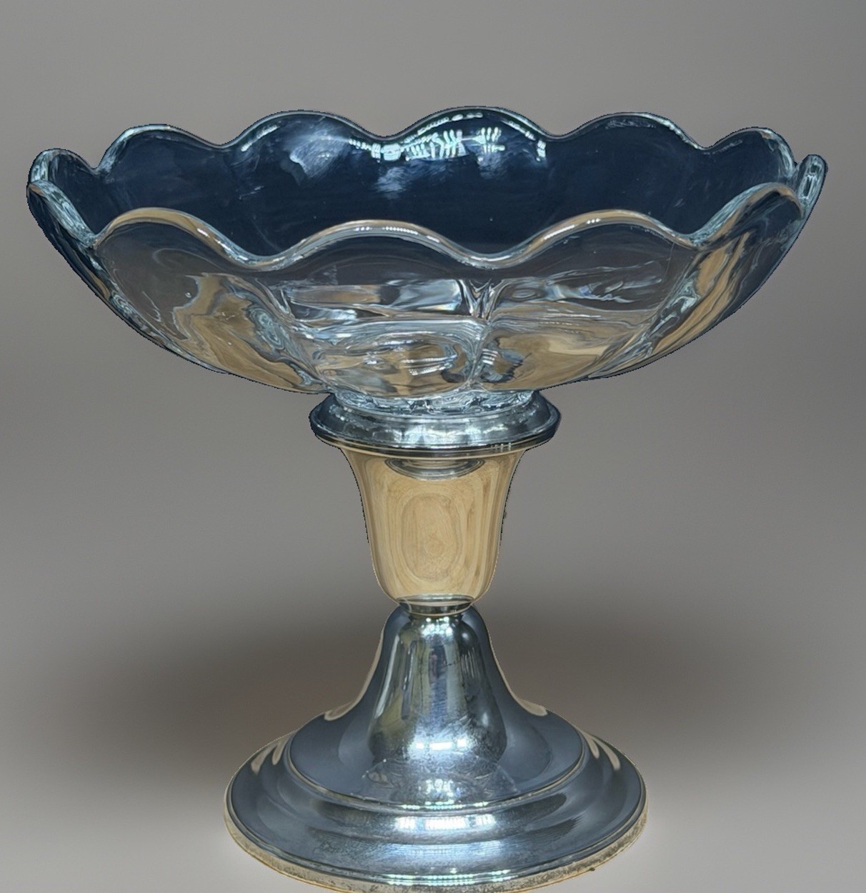 Gorham Sterling Silver #948 Weighted Compote w/ Cut Glass Bowl 6” Vintage