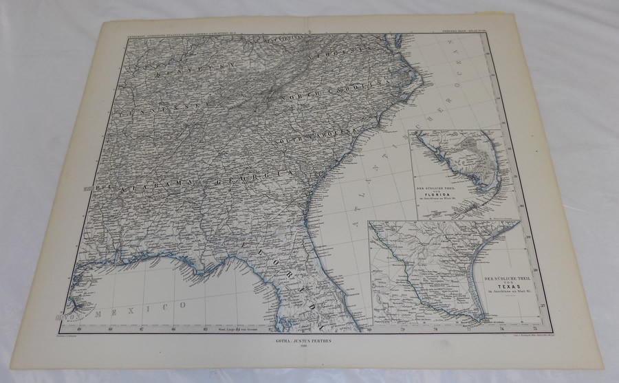 1880 Antique Map//SOUTH EASTERN UNITED STATES