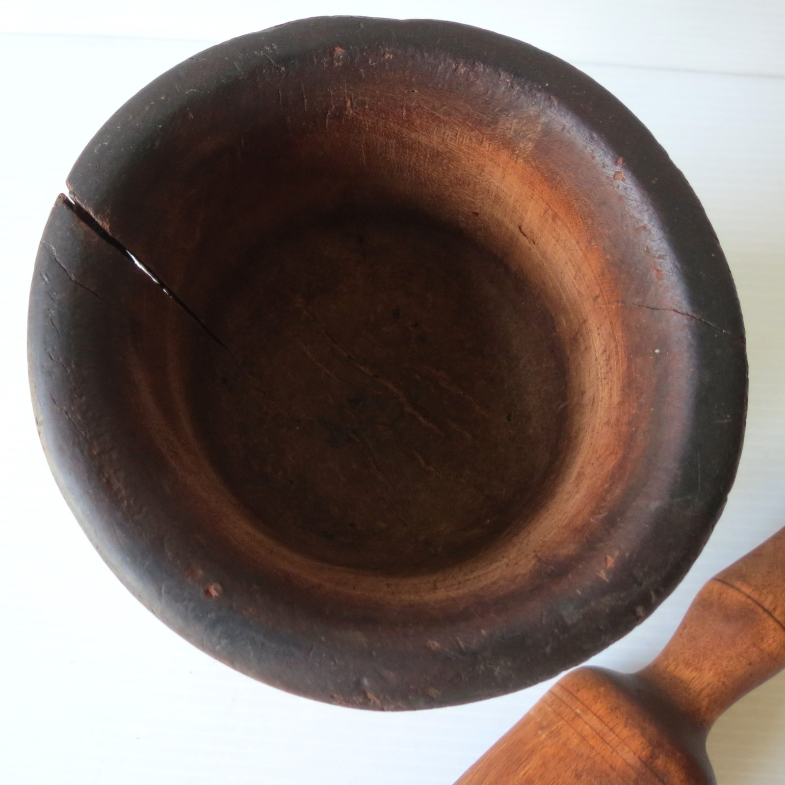 Antique Hand Turned Maple MORTAR & PESTLE 6″