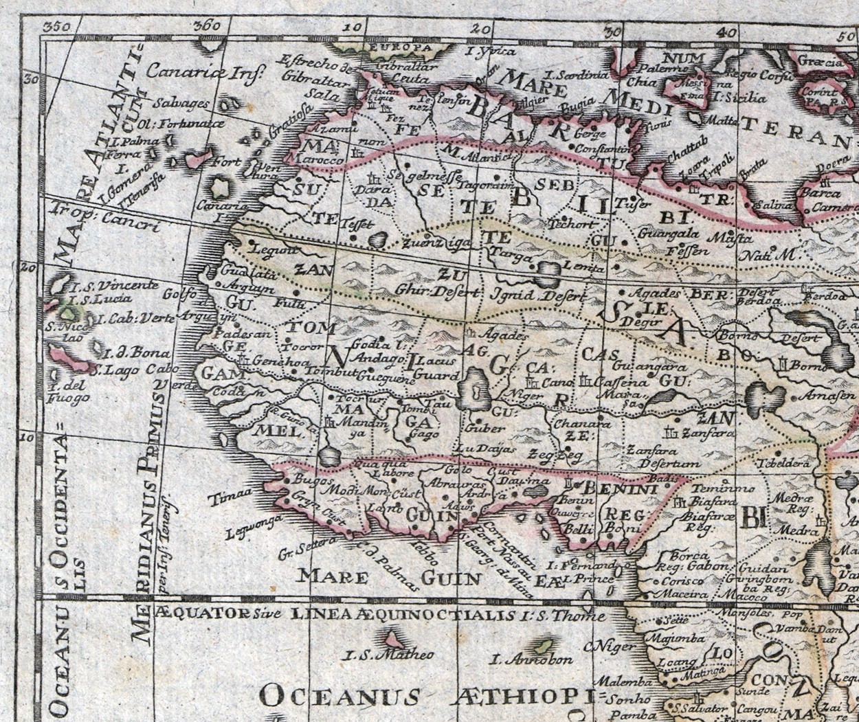 c. 1790 Johann Probst Map Africa Guinea Congo Egypt Benin Madagascar Sahara