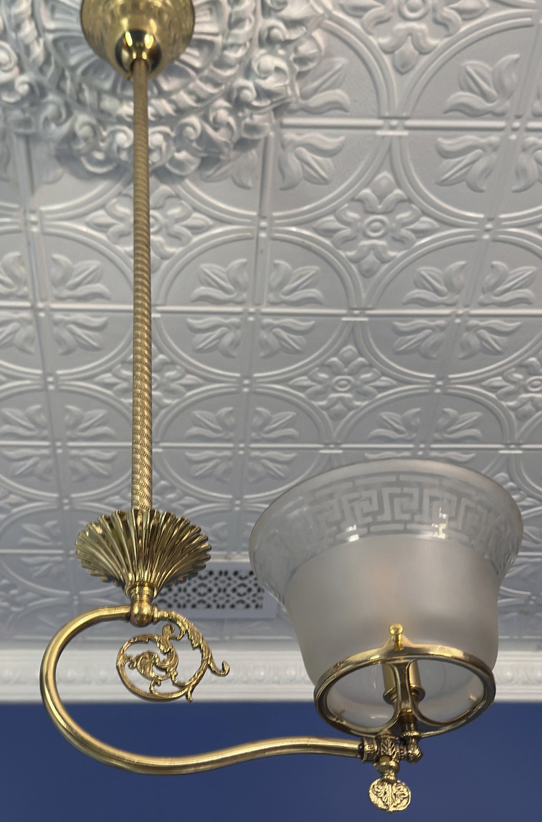 RESTORED Antique Victorian Converted Gas to Electric Ceiling Fixture NO SHADE