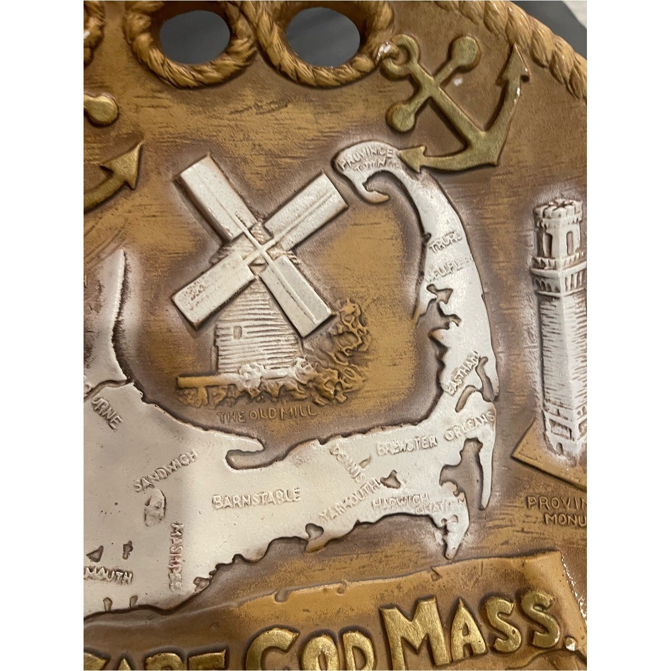 Cape Cod Mass. Decorative Wall Plaque – Nautical Brown & Cream