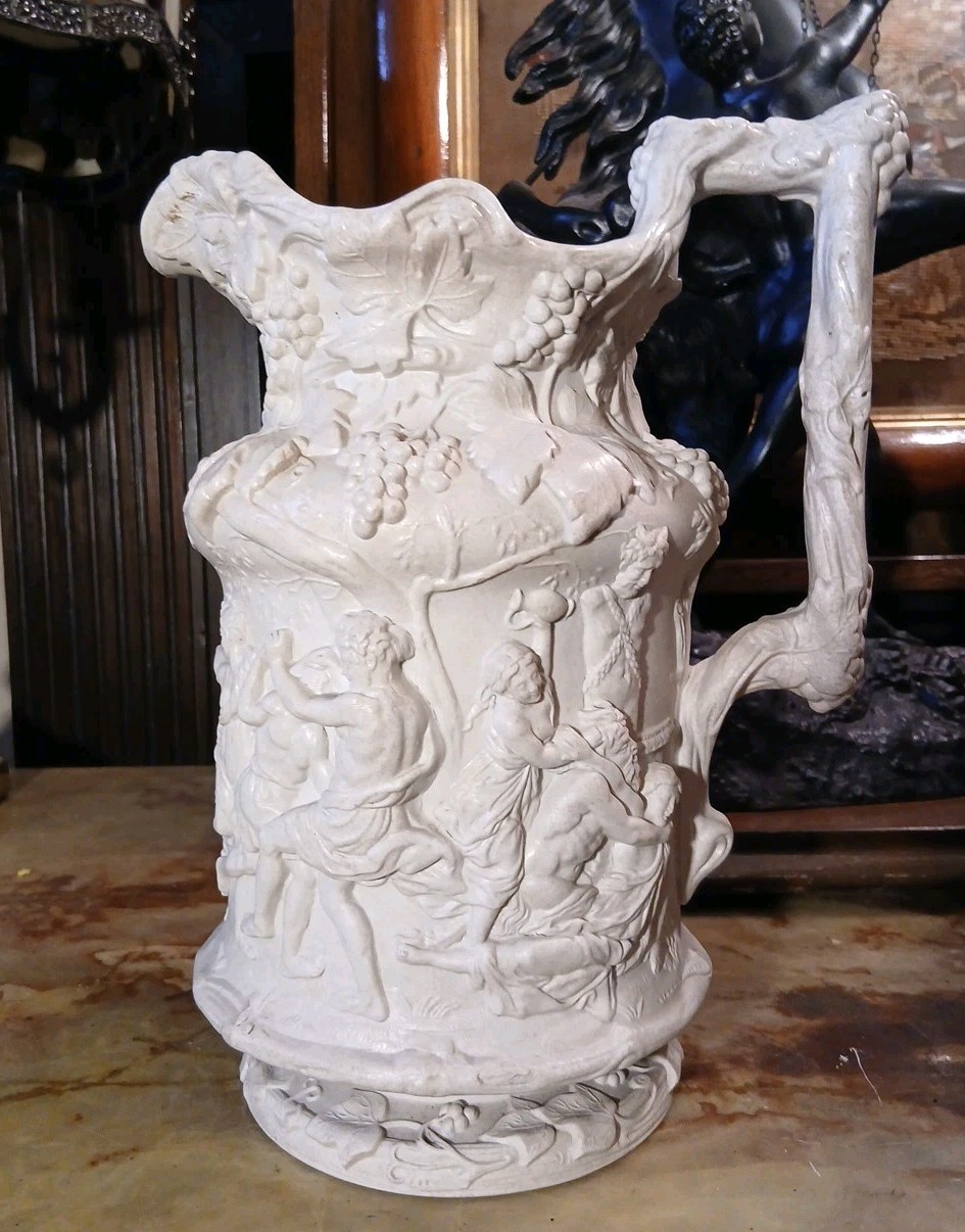 A LARGE Charles Meigh Bacchanalia Jug c. 1840s Stamped